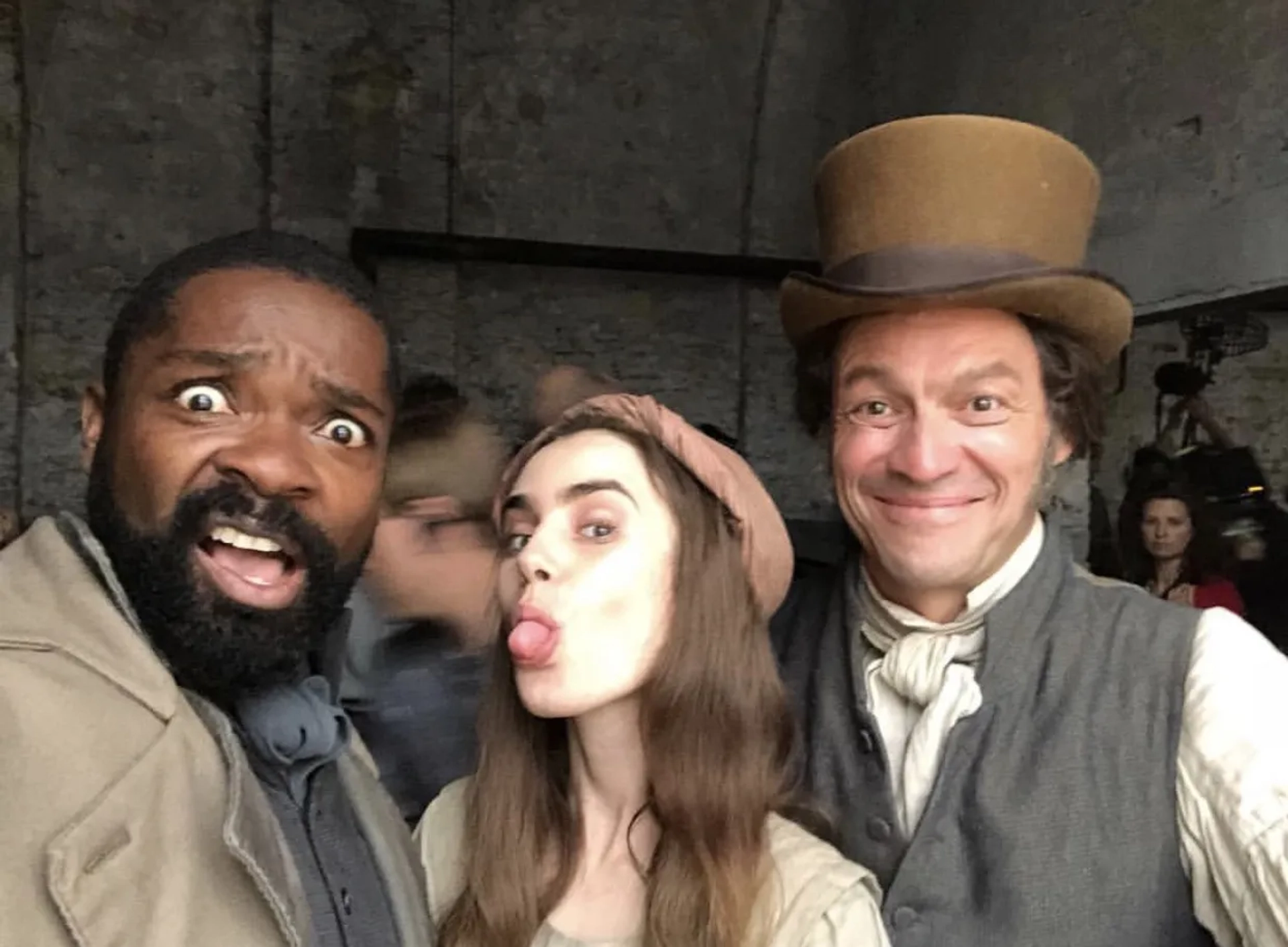 David Oyelowo, Dominic West, and Lily Collins in Les Misérables (2018)