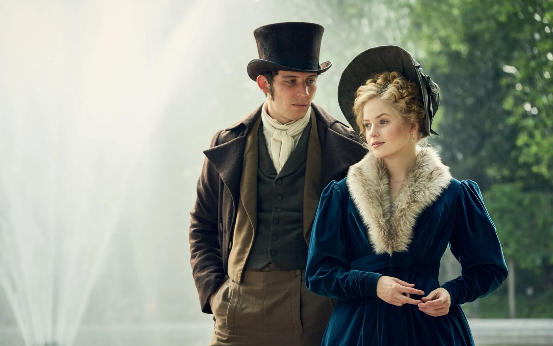 Josh O'Connor and Ellie Bamber in Les Misérables (2018)