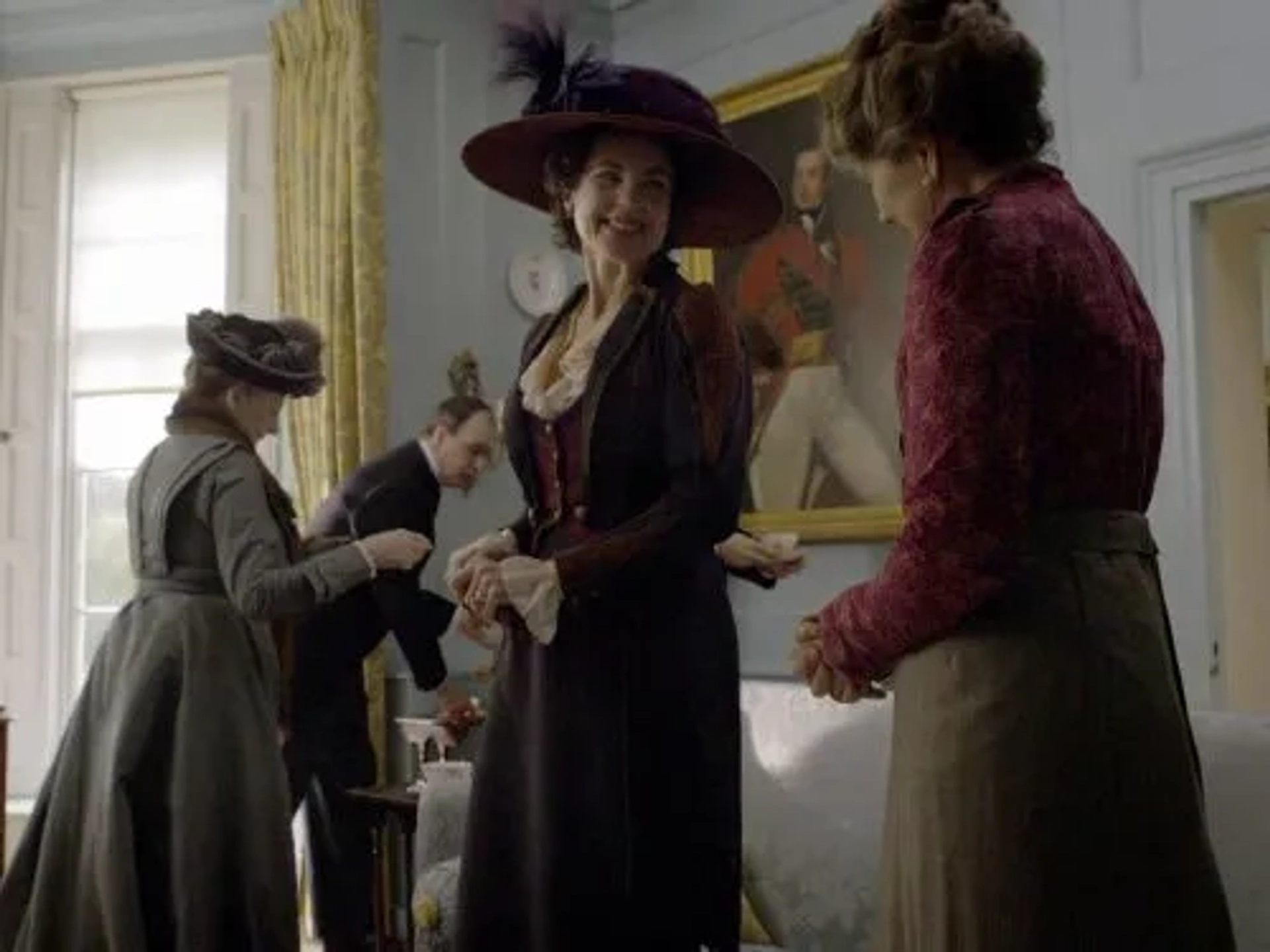 Elizabeth McGovern, Maggie Smith, Kevin Doyle, and Penelope Wilton in Downton Abbey (2010)