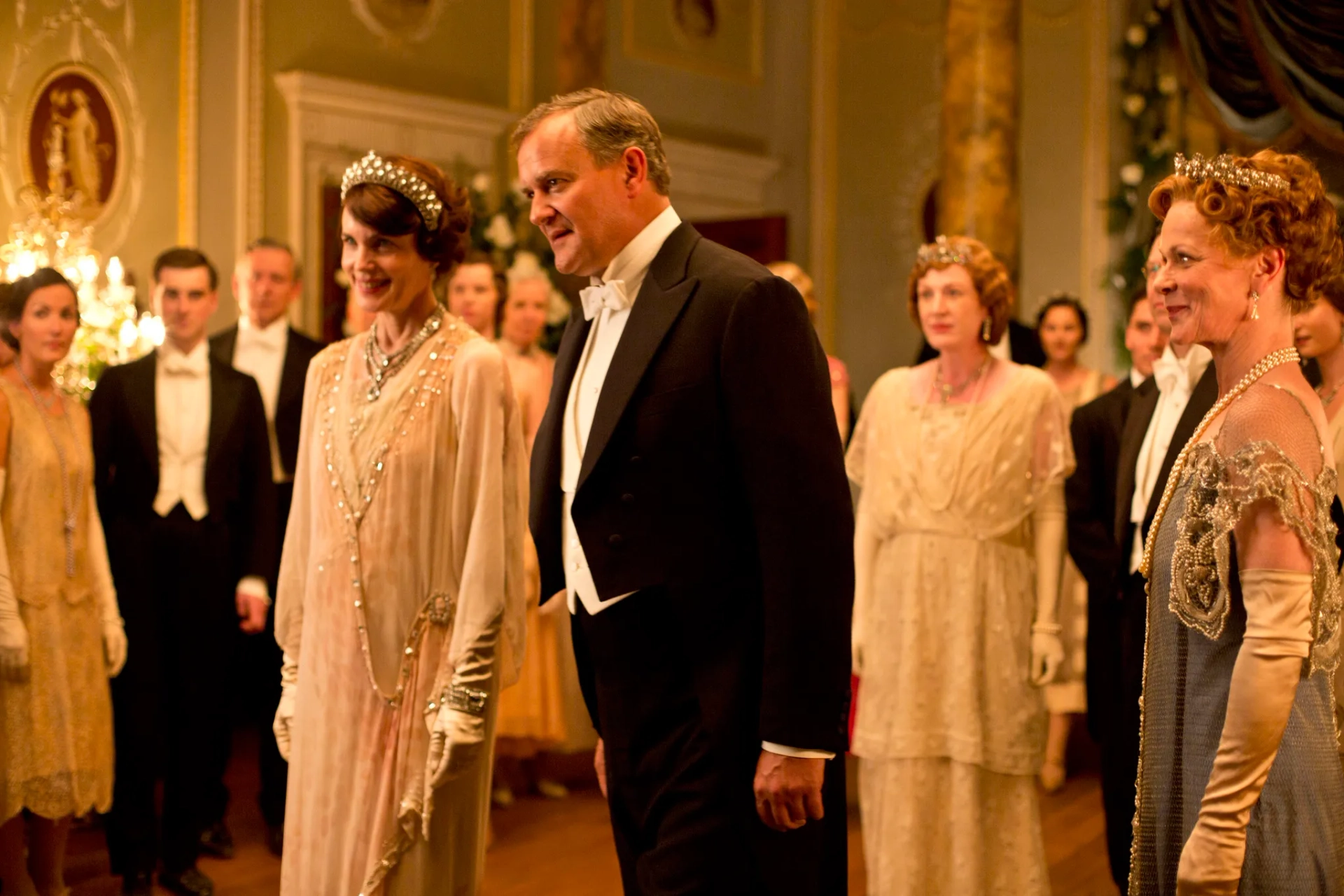 Elizabeth McGovern, Samantha Bond, and Hugh Bonneville in Downton Abbey (2010)