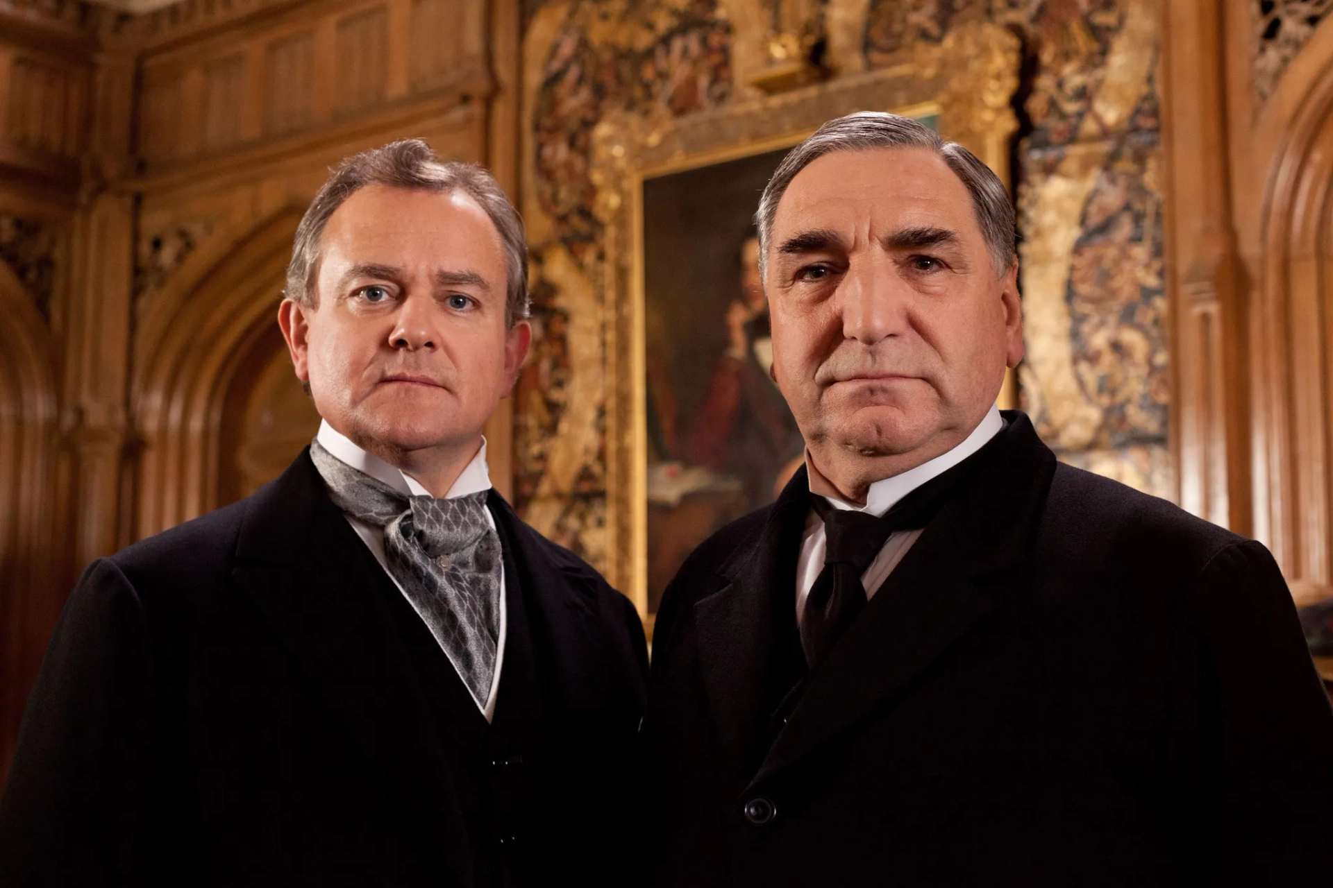 Hugh Bonneville and Jim Carter in Downton Abbey (2010)