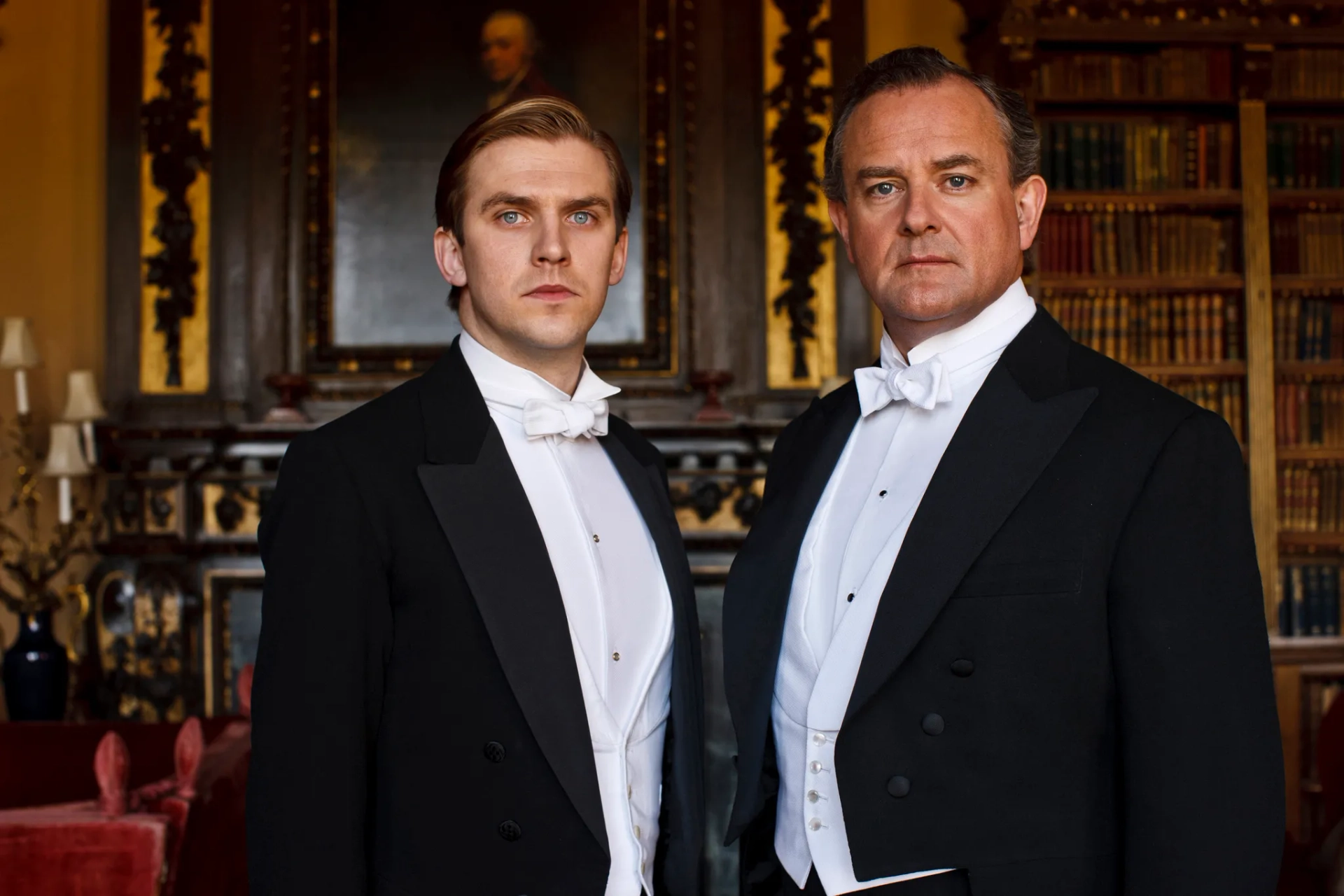 Hugh Bonneville and Dan Stevens in Downton Abbey (2010)