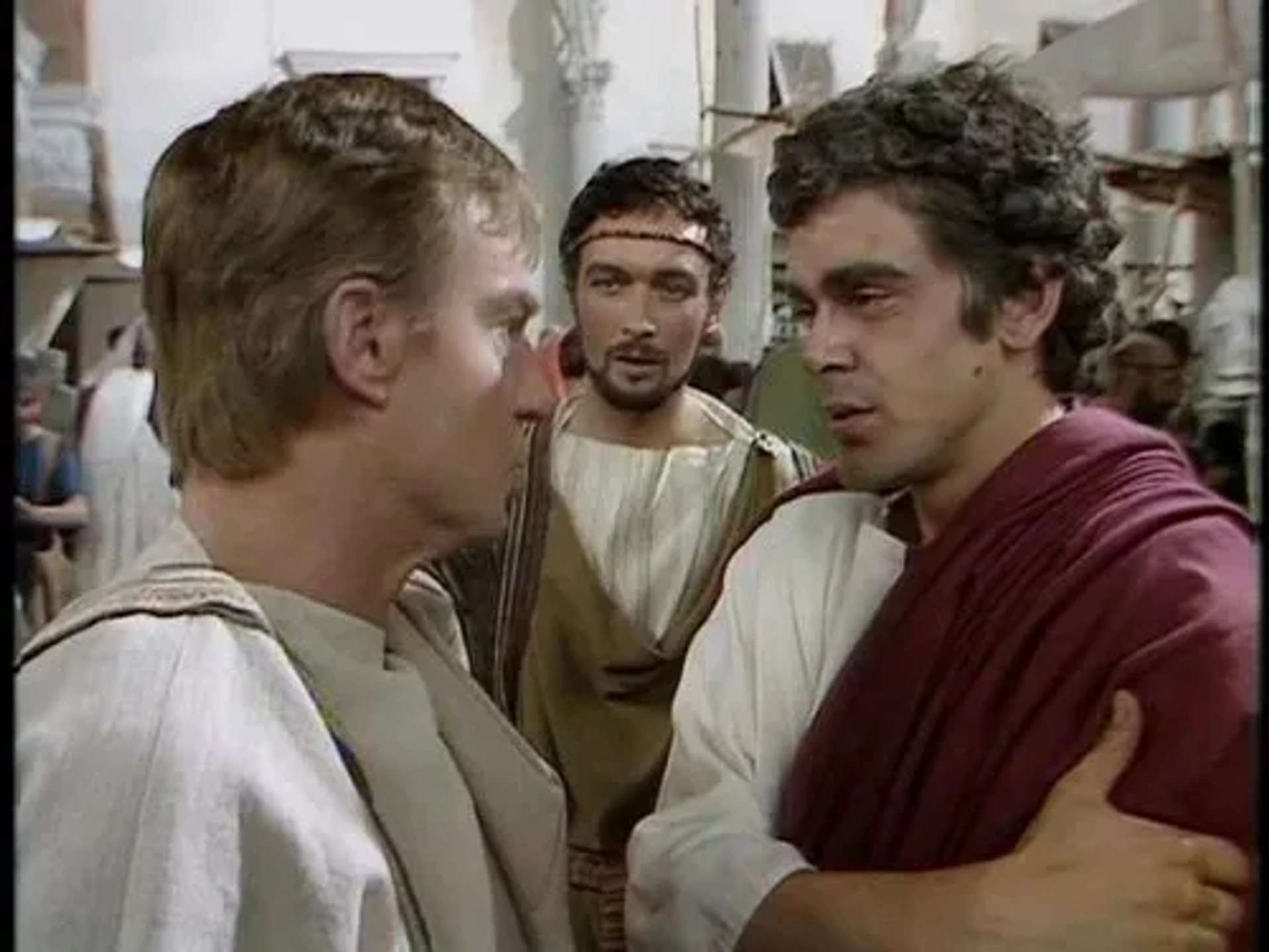 Derek Jacobi, James Faulkner, and Kevin McNally in I, Claudius (1976)