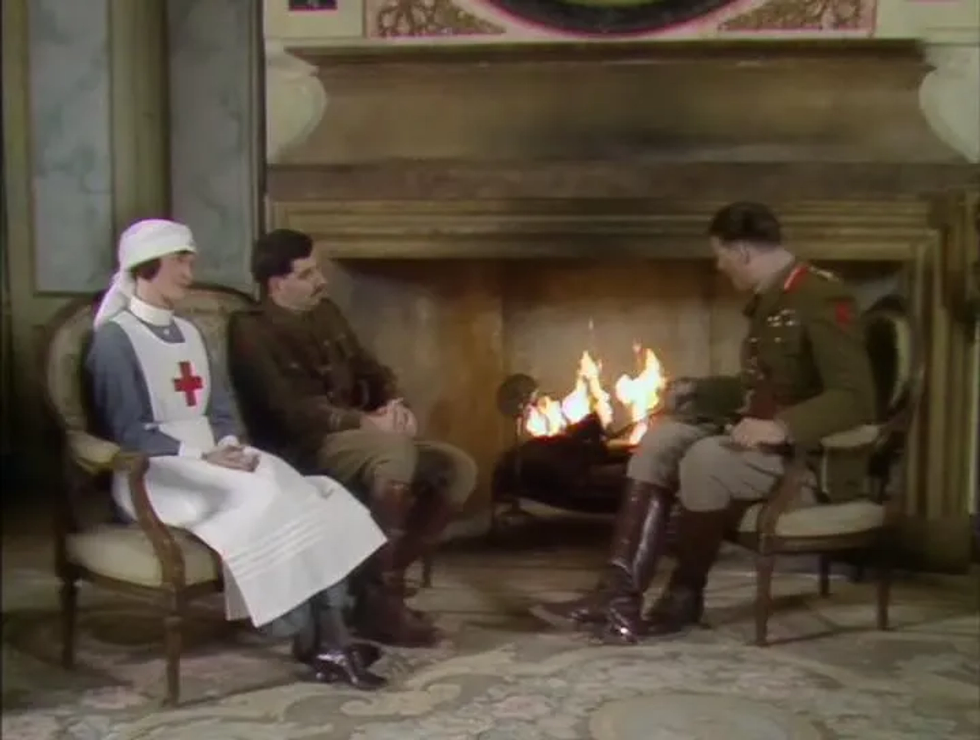 Rowan Atkinson, Stephen Fry, and Miranda Richardson in Blackadder Goes Forth (1989)