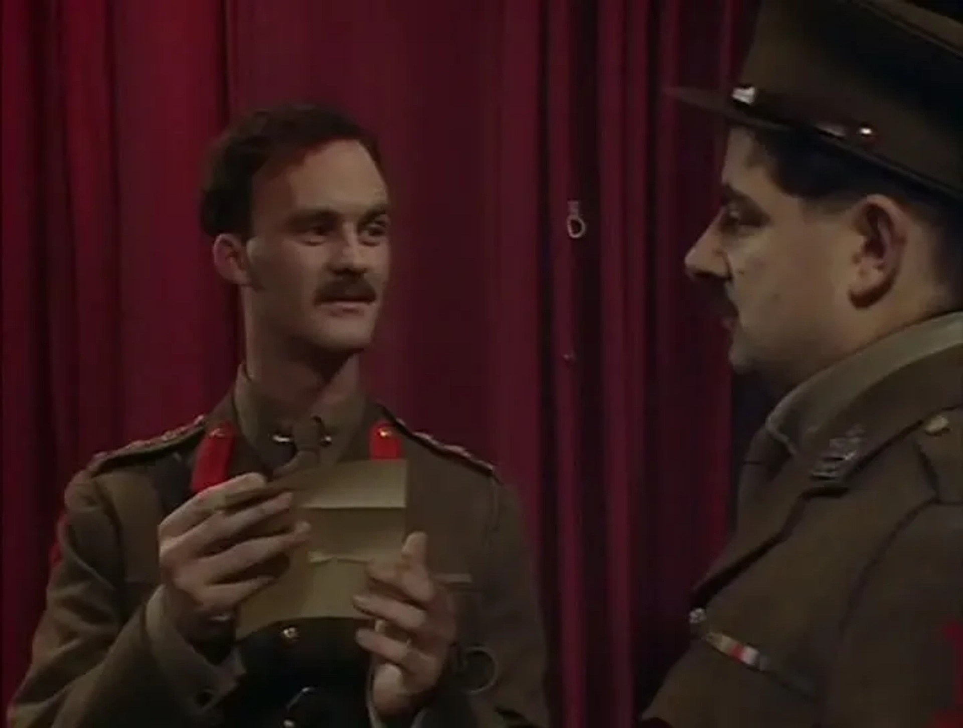 Rowan Atkinson and Tim McInnerny in Blackadder Goes Forth (1989)