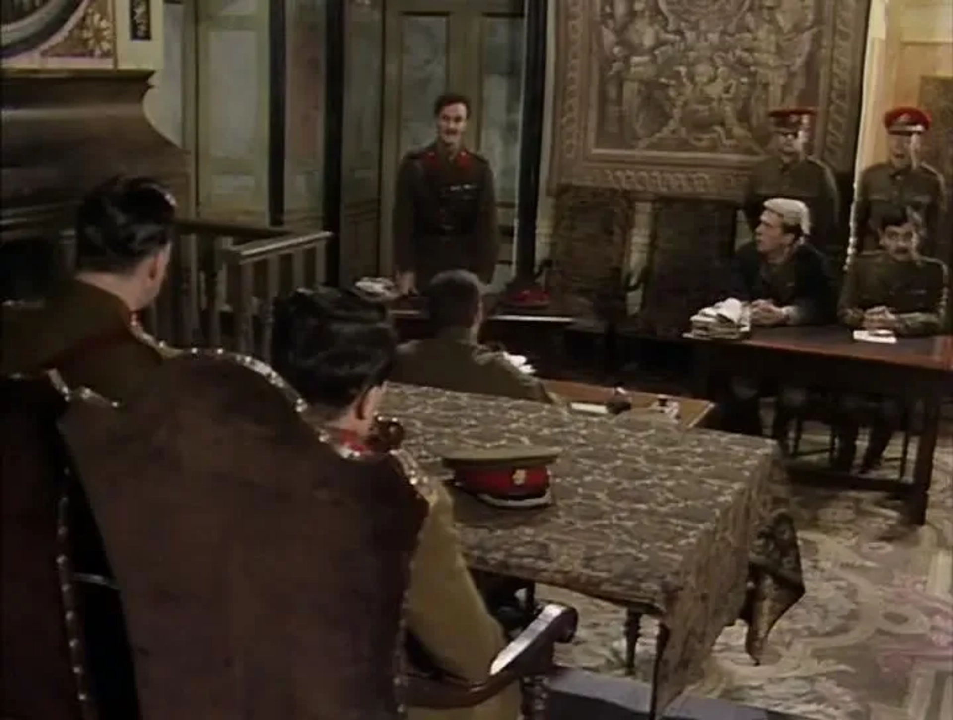 Rowan Atkinson, Hugh Laurie, and Tim McInnerny in Blackadder Goes Forth (1989)