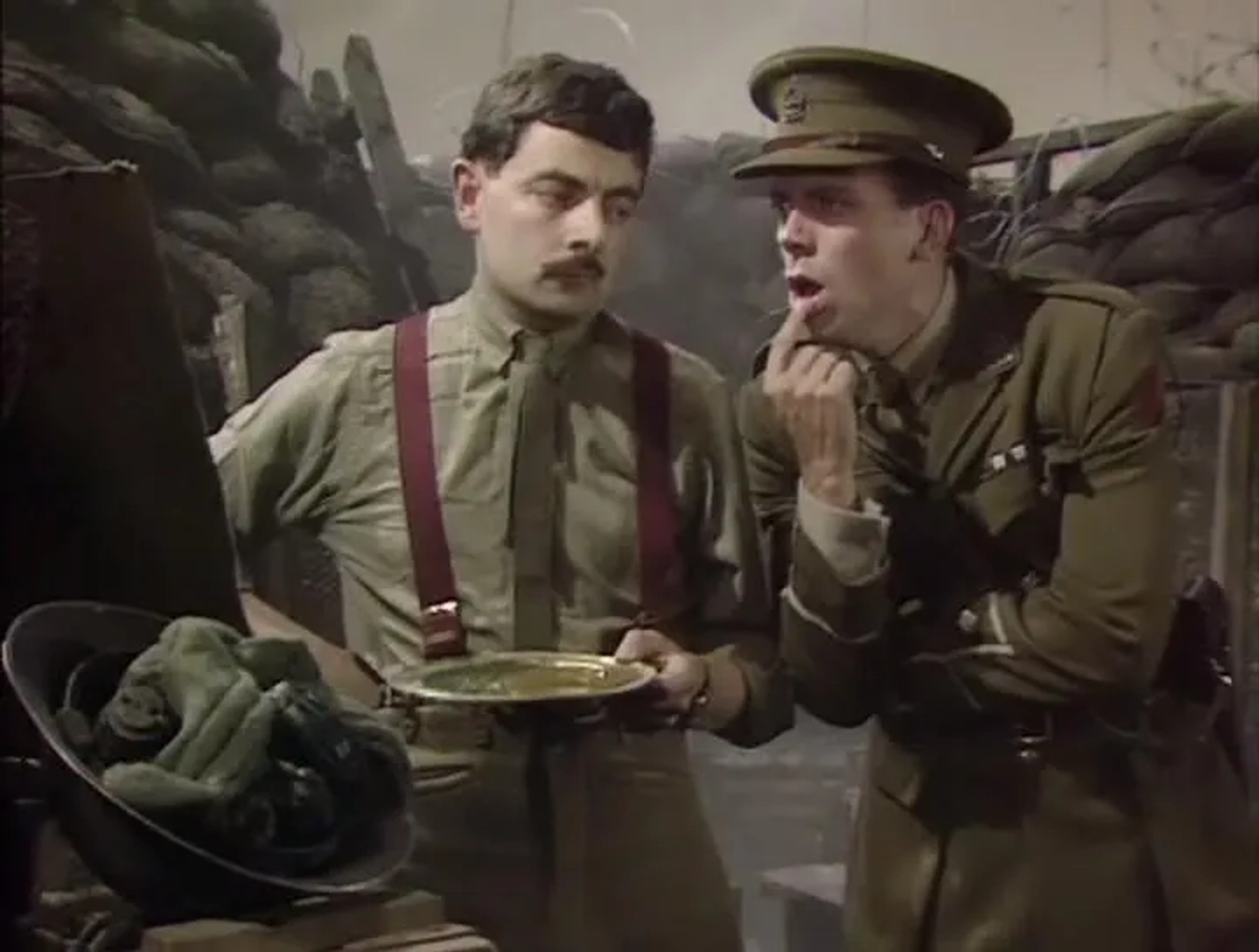 Rowan Atkinson and Hugh Laurie in Blackadder Goes Forth (1989)