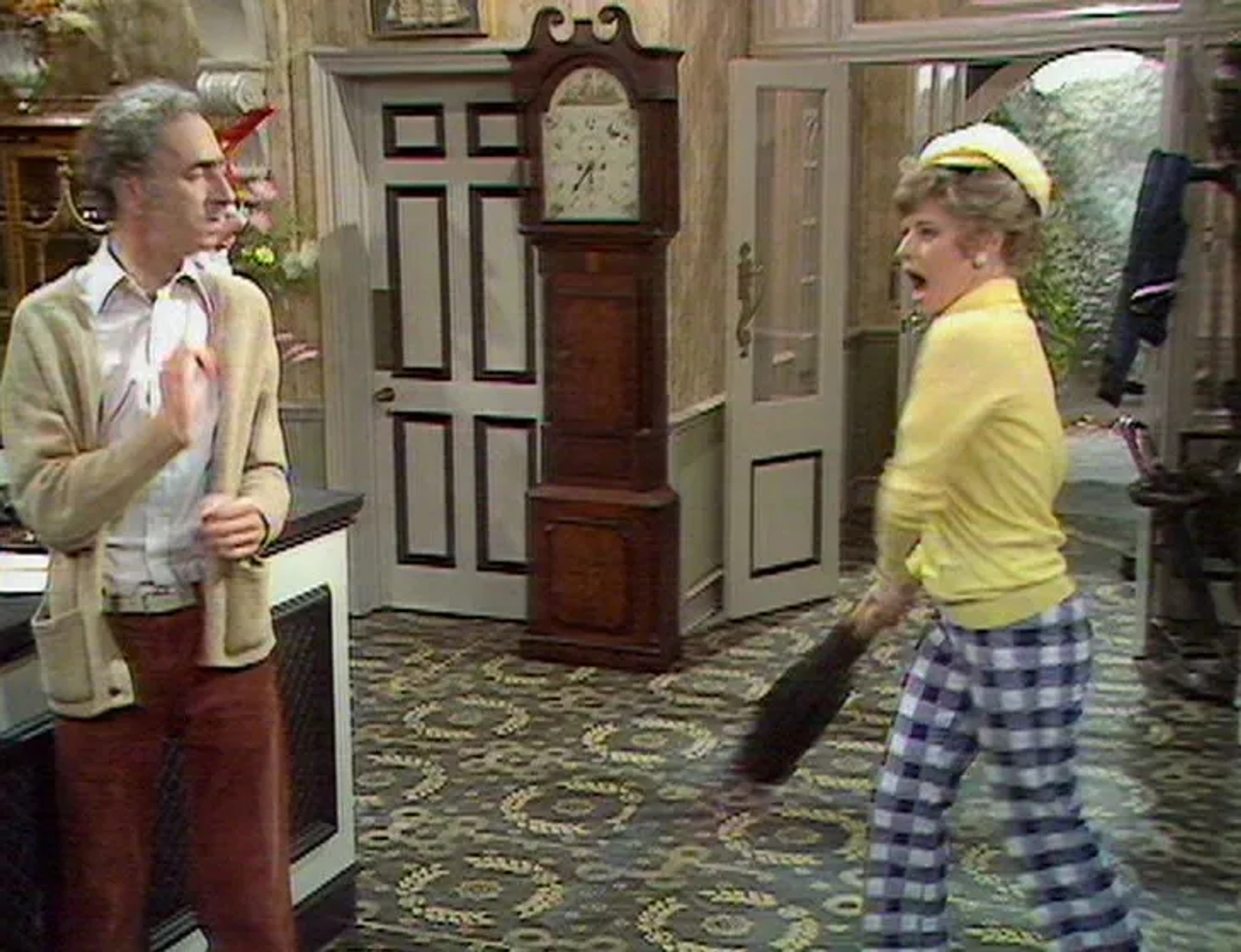 David Kelly and Prunella Scales in Fawlty Towers (1975)