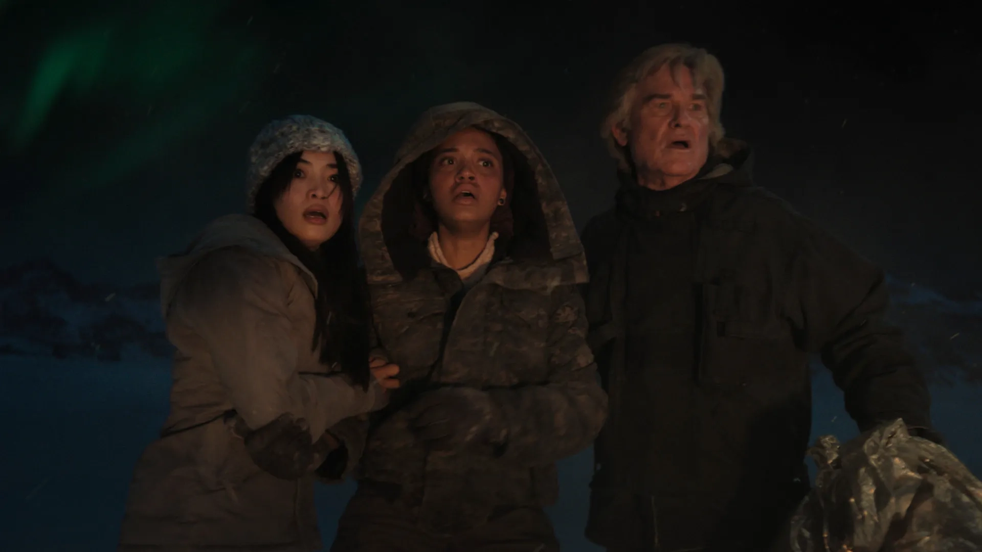 Kurt Russell, Anna Sawai, and Kiersey Clemons in Monarch: Legacy of Monsters (2023)