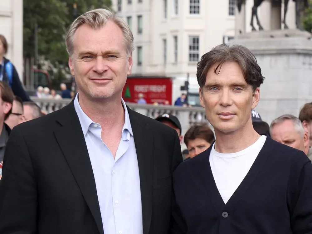 Cillian Murphy and Christopher Nolan at an event for Oppenheimer (2023)