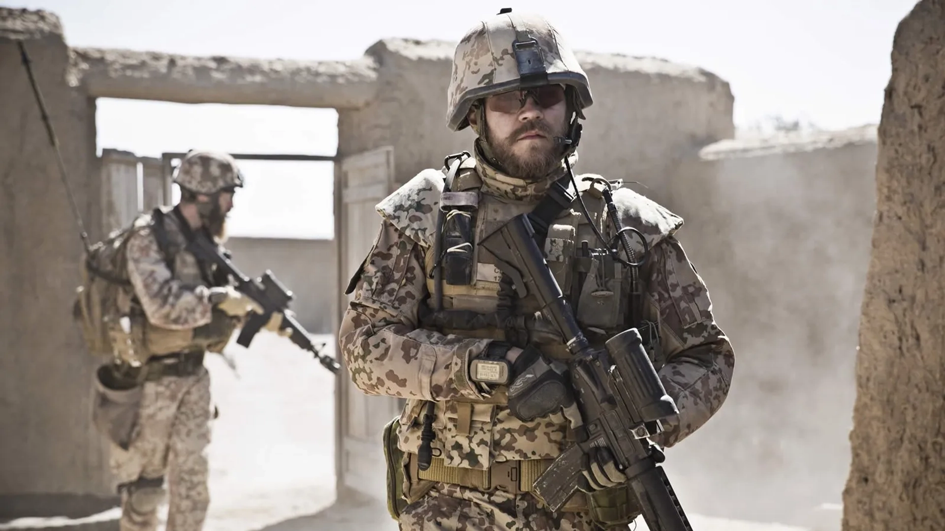 Pilou Asbæk and Christian 'Krølle' Pedersen in A War (2015)