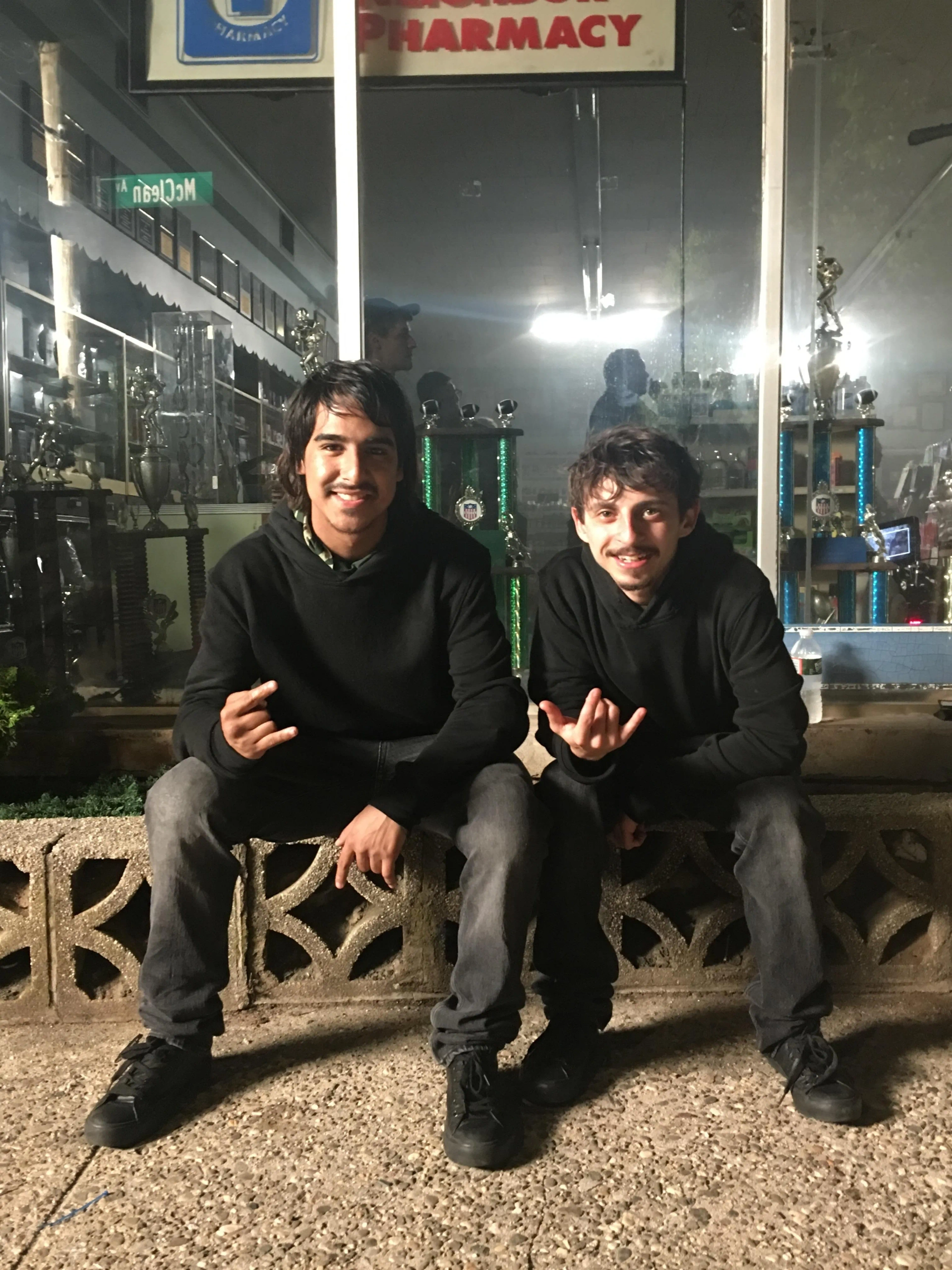 James and Moises Arias on the set of The King Of Staten Island