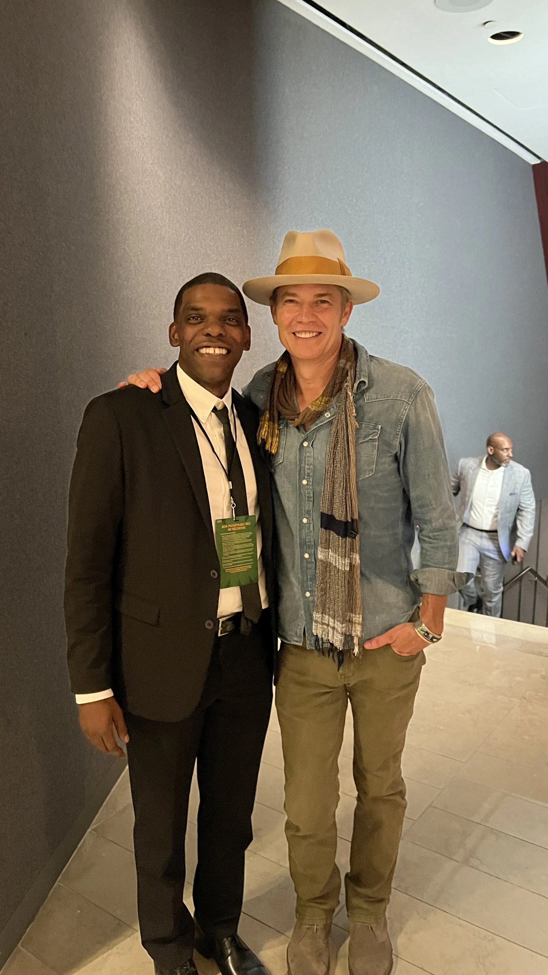 Timothy Olyphant and Vaughn Page at Amsterdam premiere