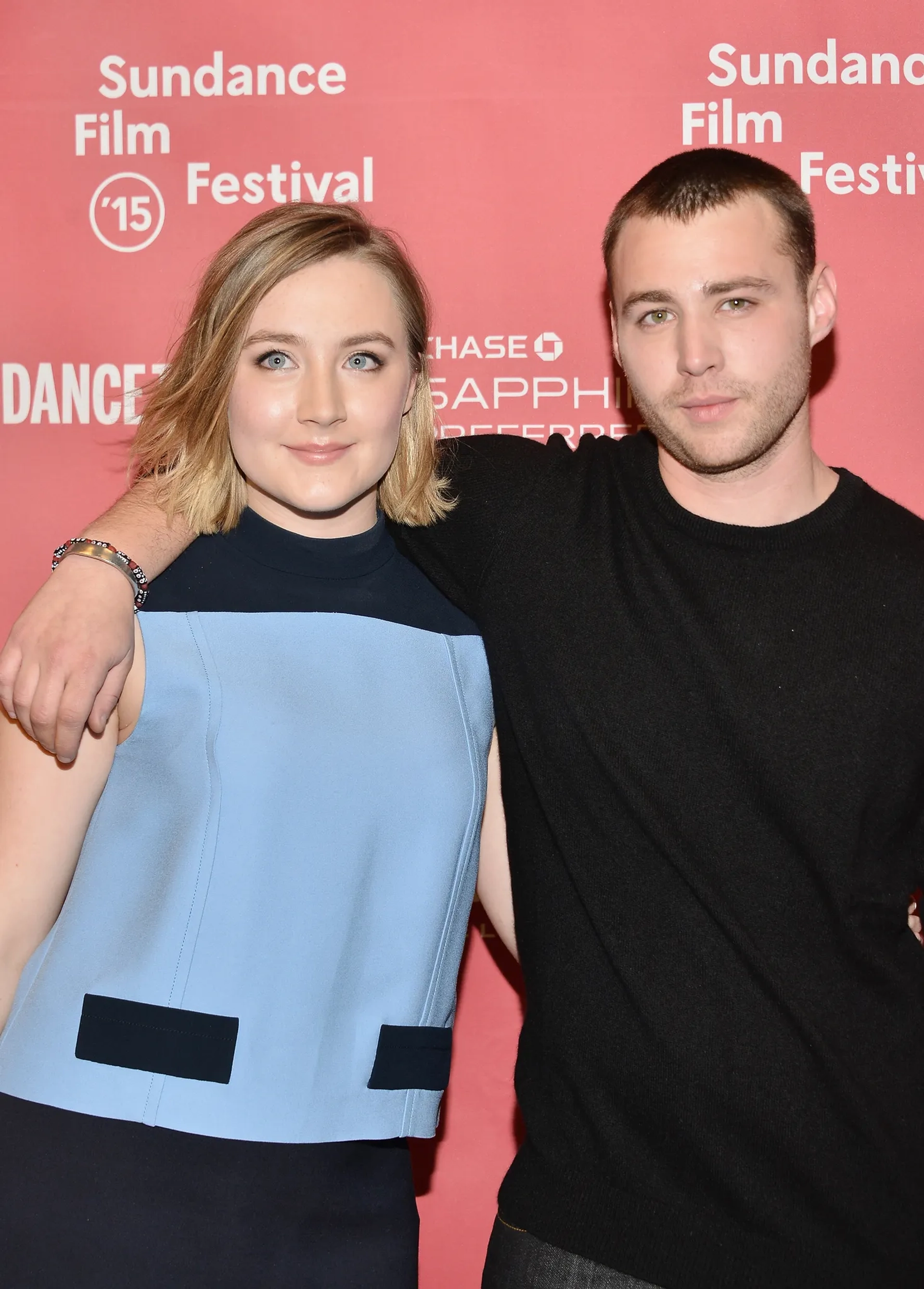 Saoirse Ronan and Emory Cohen at an event for Brooklyn (2015)