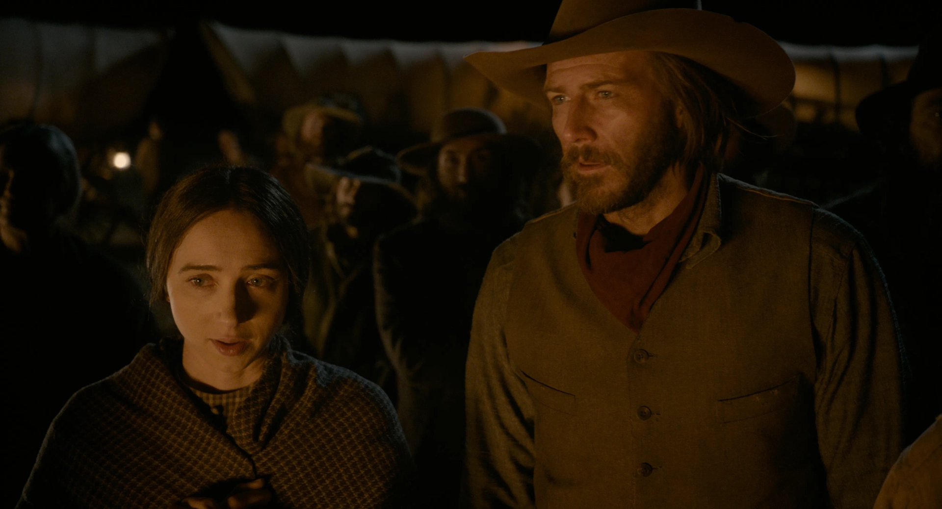 Zoe Kazan and Bill Heck in The Ballad of Buster Scruggs (2018)