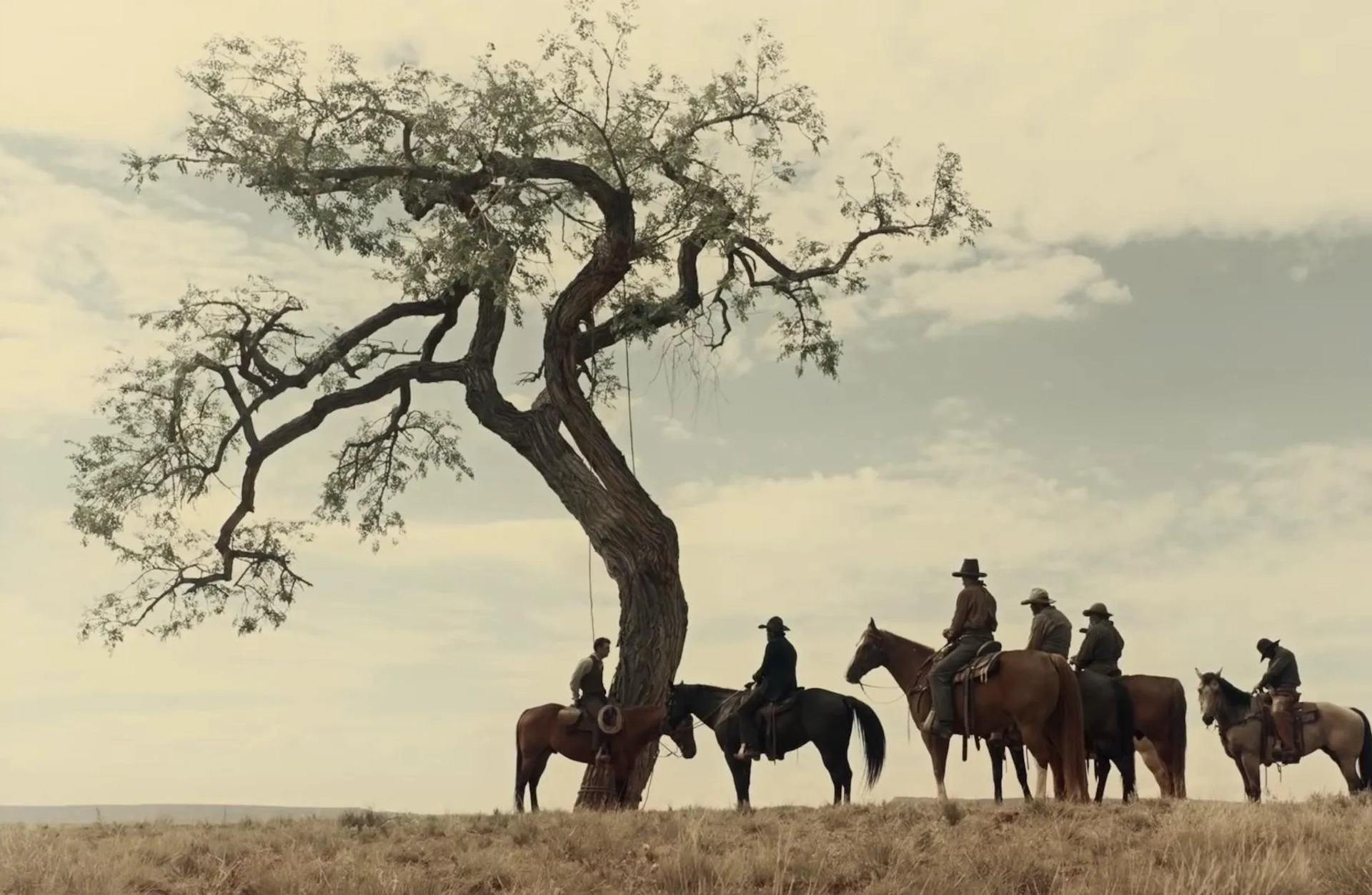 Brian Brown, Richard Bucher, James Franco, Ralph Ineson, Mike Watson, and Ryan Brown in The Ballad of Buster Scruggs (2018)