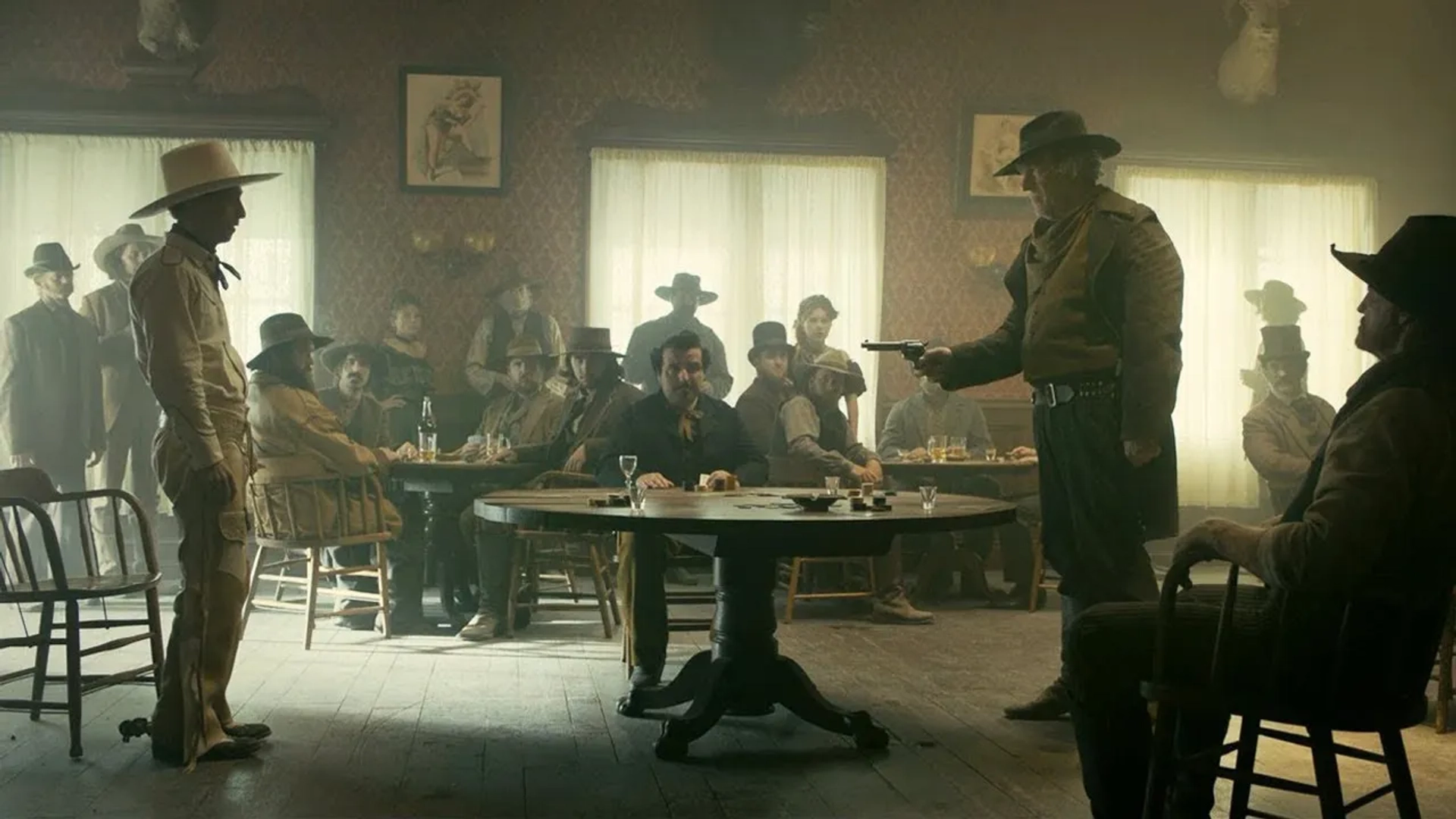 Clancy Brown, Tim DeZarn, David Krumholtz, and Tim Blake Nelson in The Ballad of Buster Scruggs (2018)