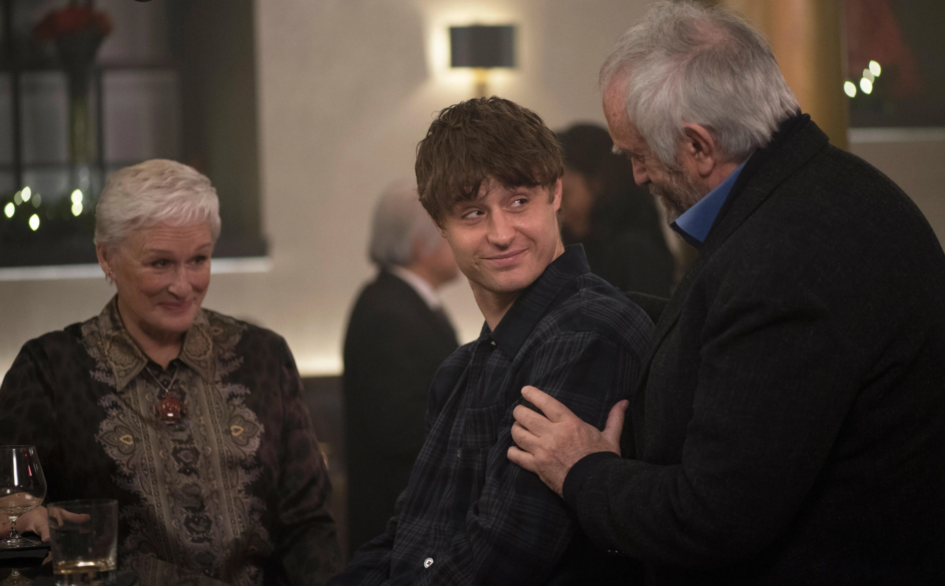 Glenn Close, Jonathan Pryce, and Max Irons in The Wife (2017)