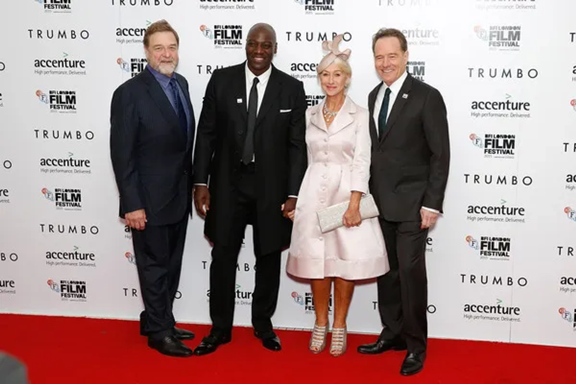 John Goodman, Adewale Akinnuoye-Agbaje, Helen Mirren and Brian Cranston attend the "Trumbo" Accenture Gala during the BFI London Film Festival at Odeon Leicester Square on October 8, 2015 in London, England.