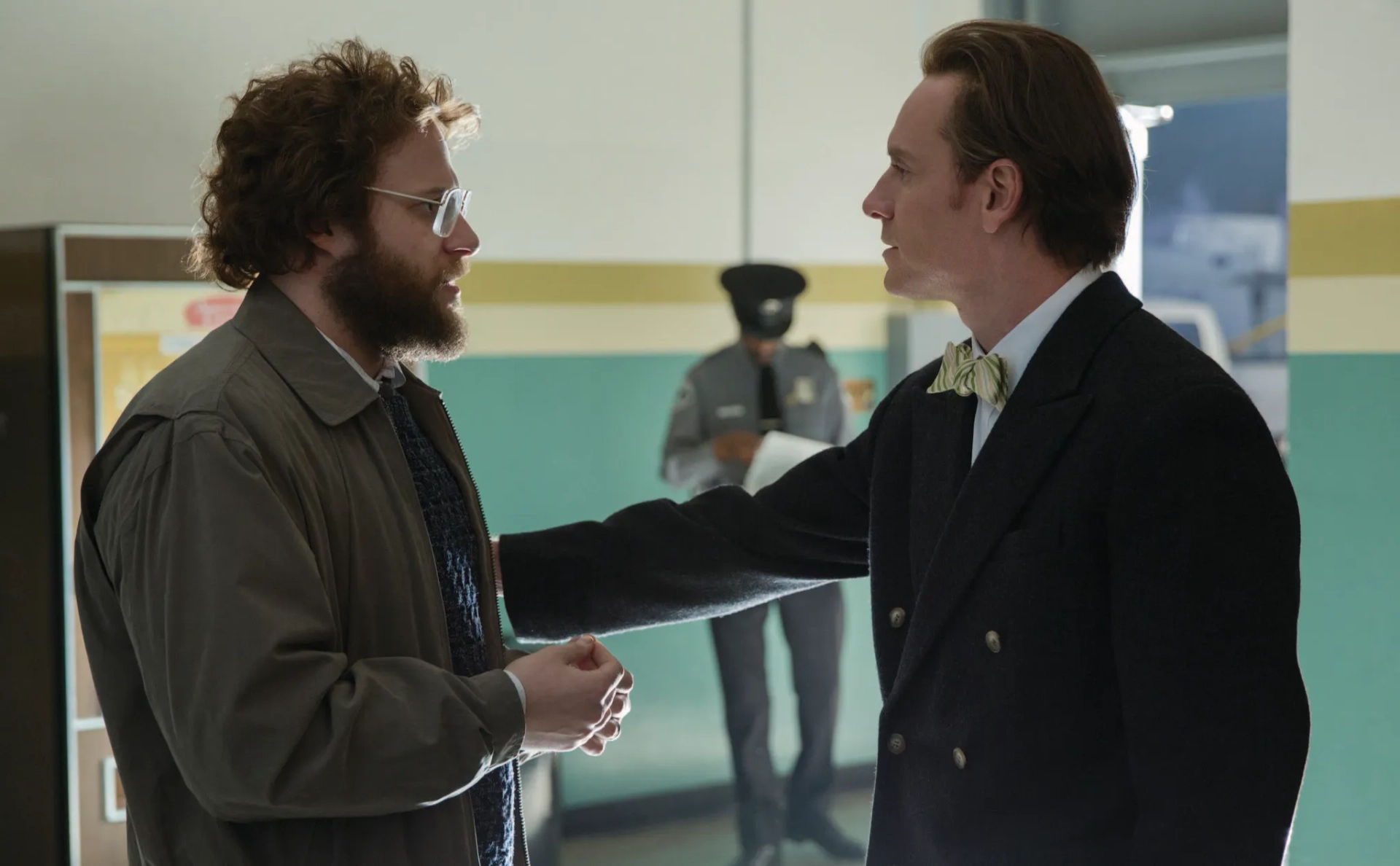 Seth Rogen and Michael Fassbender in Steve Jobs (2015)