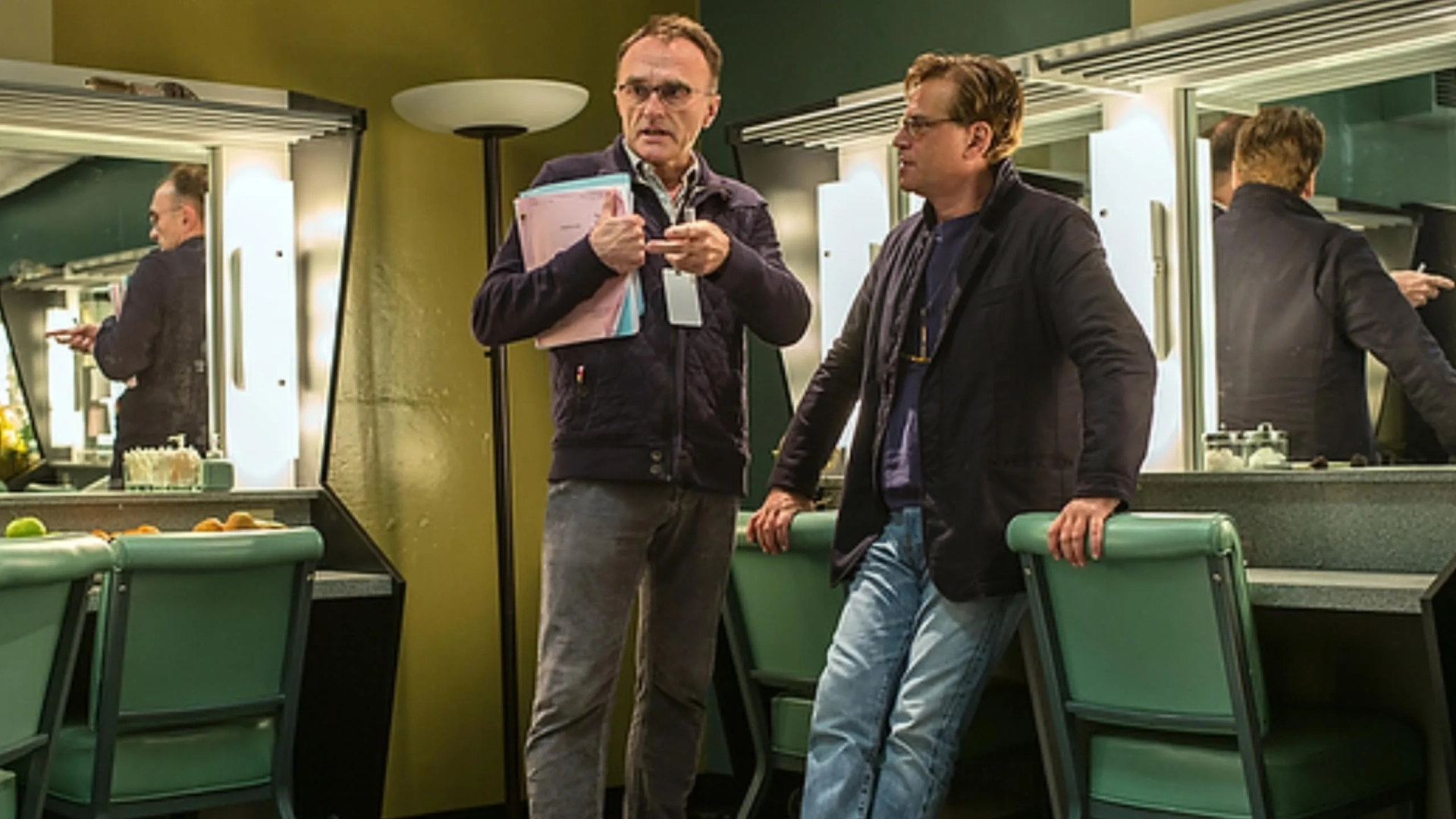 Danny Boyle and Michael Fassbender in Steve Jobs (2015)