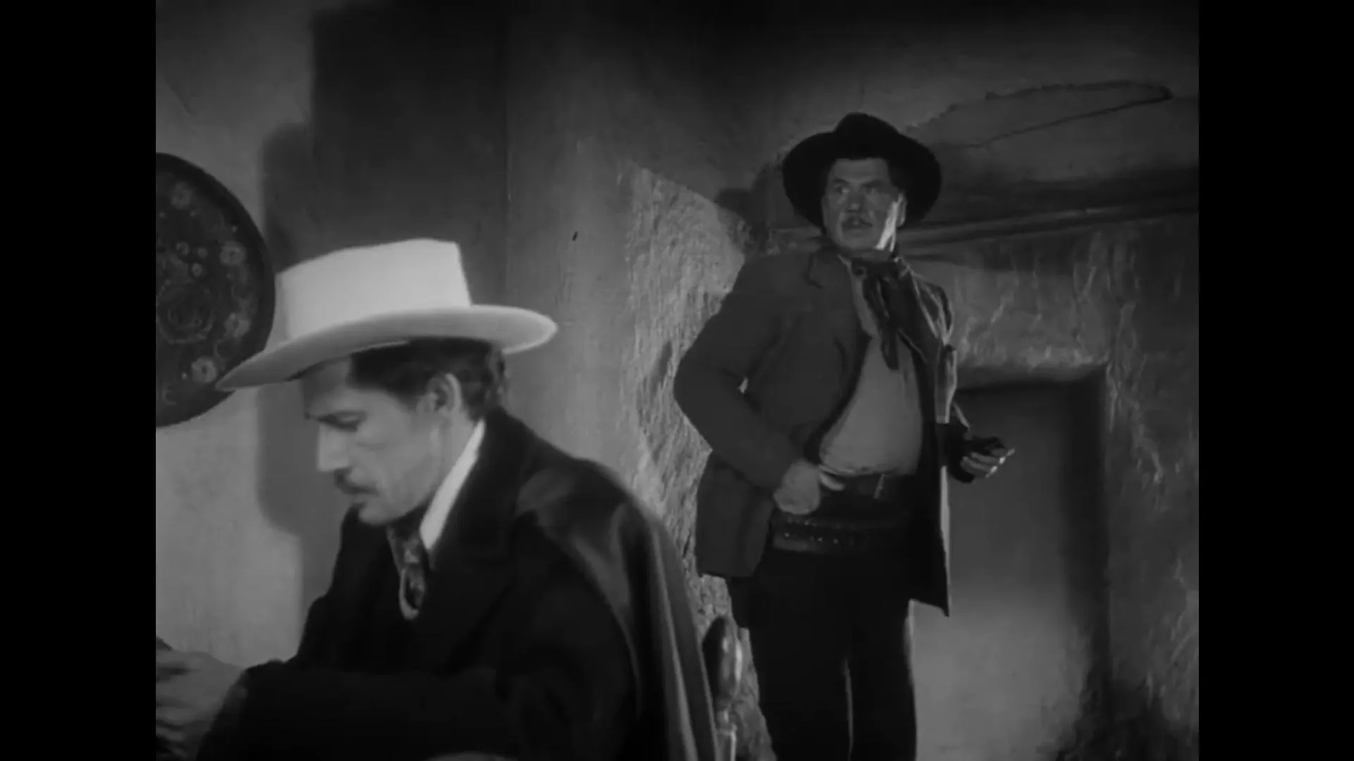 John Carradine and George Bancroft in Stagecoach (1939)