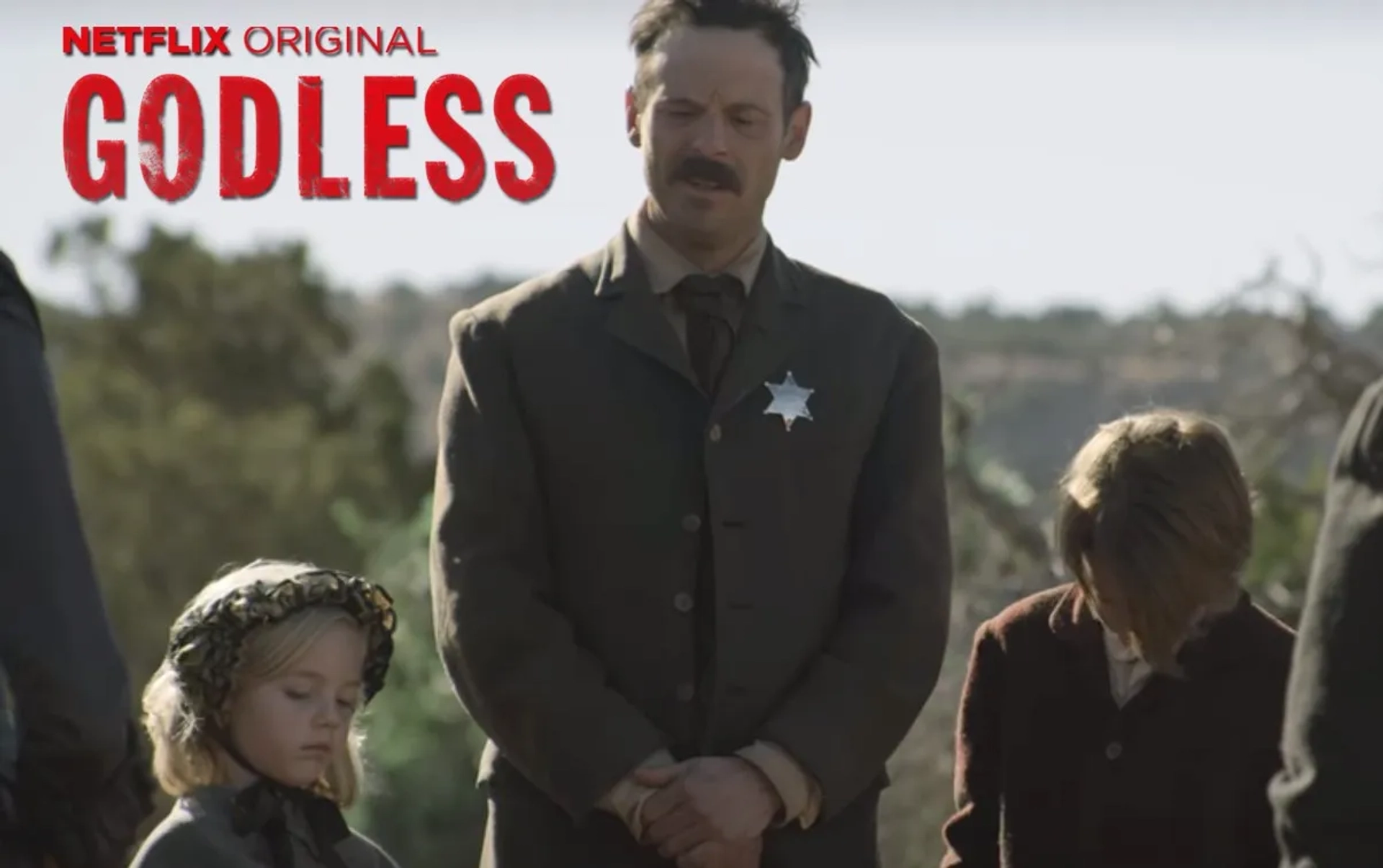 Marie appears in the series finale of the Steven Soderbergh-produced, Emmy-winning Netflix Original "GODLESS". She is a series regular, portraying in all seven episodes Trudy McNue, pictured here with her father Sheriff Bill McNue (Scoot McNairy [Halt & Catch Fire, 12 Years A Slave, Argo])