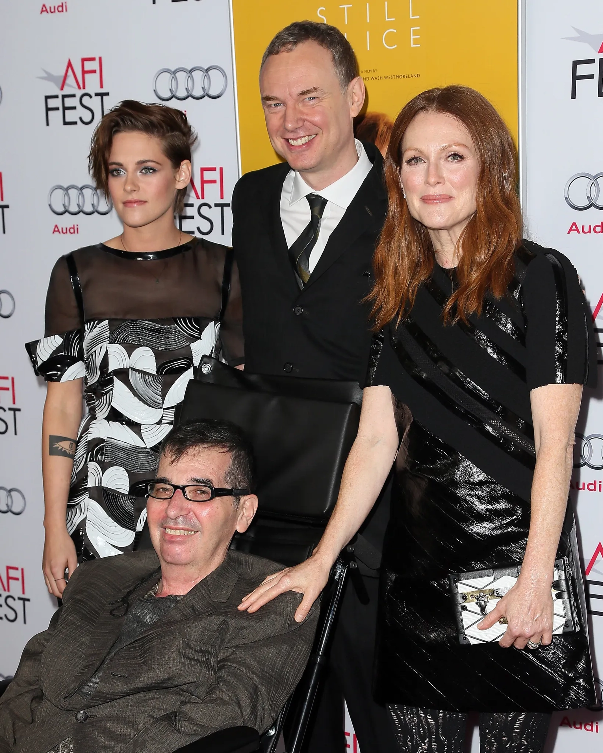 Julianne Moore, Richard Glatzer, Kristen Stewart, and Wash Westmoreland at an event for Still Alice (2014)