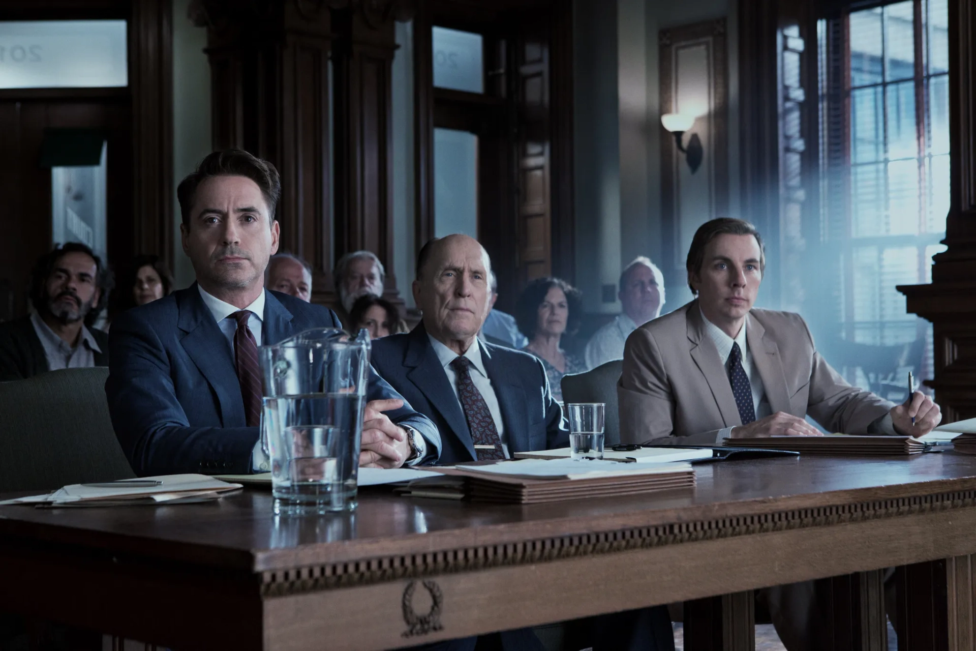 Robert Downey Jr., Robert Duvall, and Dax Shepard in The Judge (2014)