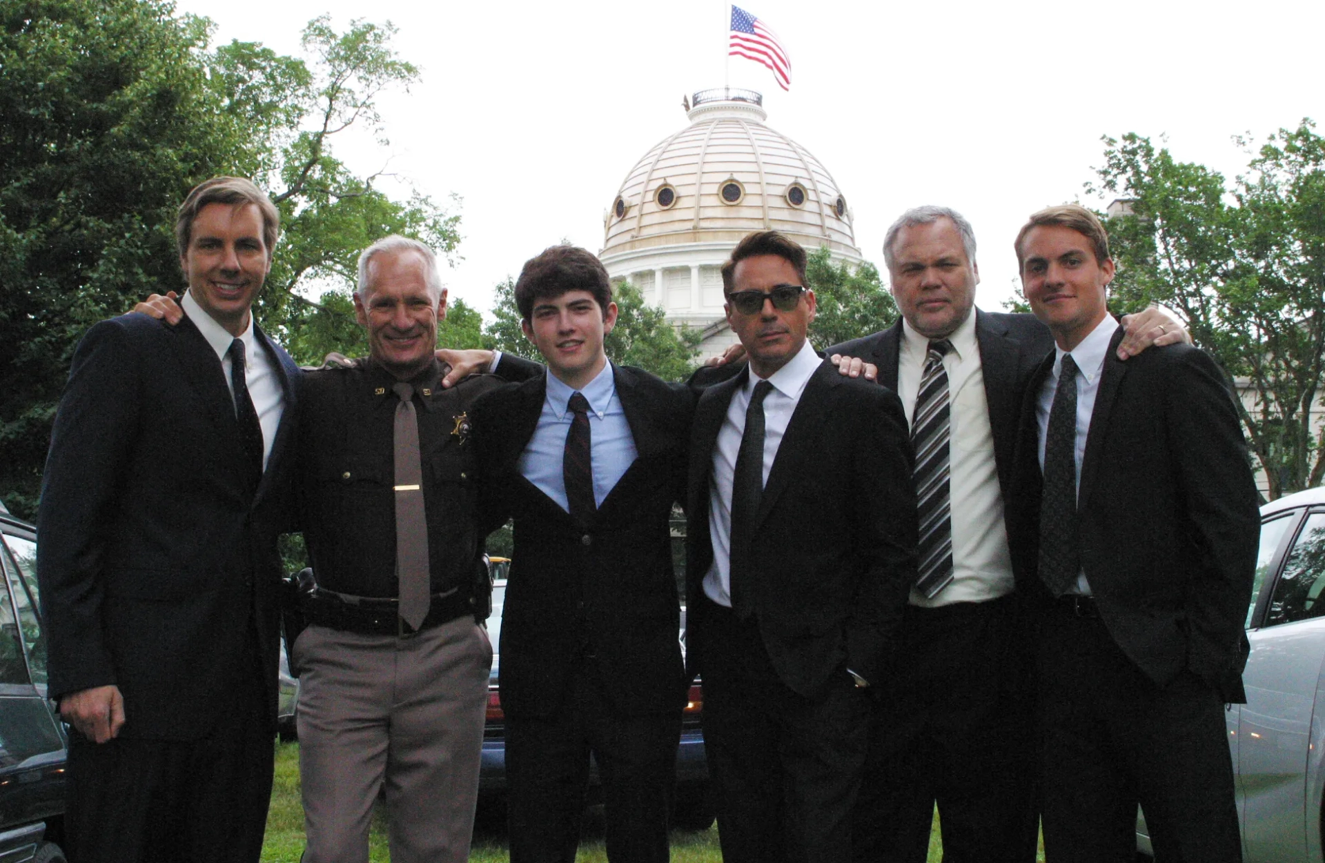 Vincent D'Onofrio, Robert Downey Jr., Matt Riedy, Dax Shepard, Ian Nelson, and Paul Emile in The Judge (2014)