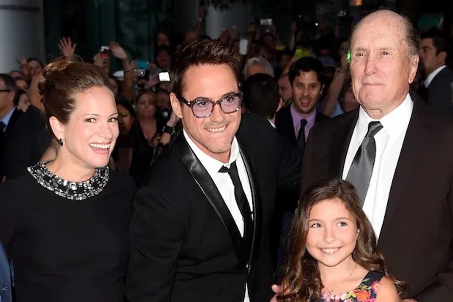 Emma Tremblay, Susan Downey, Robert Downey Jr., and Robert Duvall at the TIFF premiere of The Judge