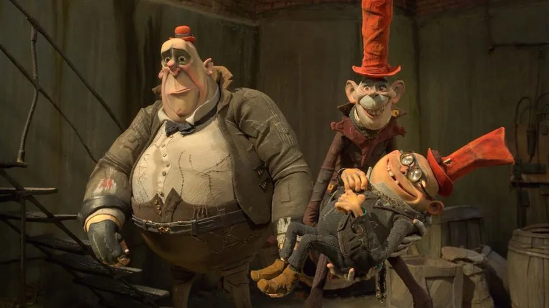 Nick Frost, Tracy Morgan, and Richard Ayoade in The Boxtrolls (2014)