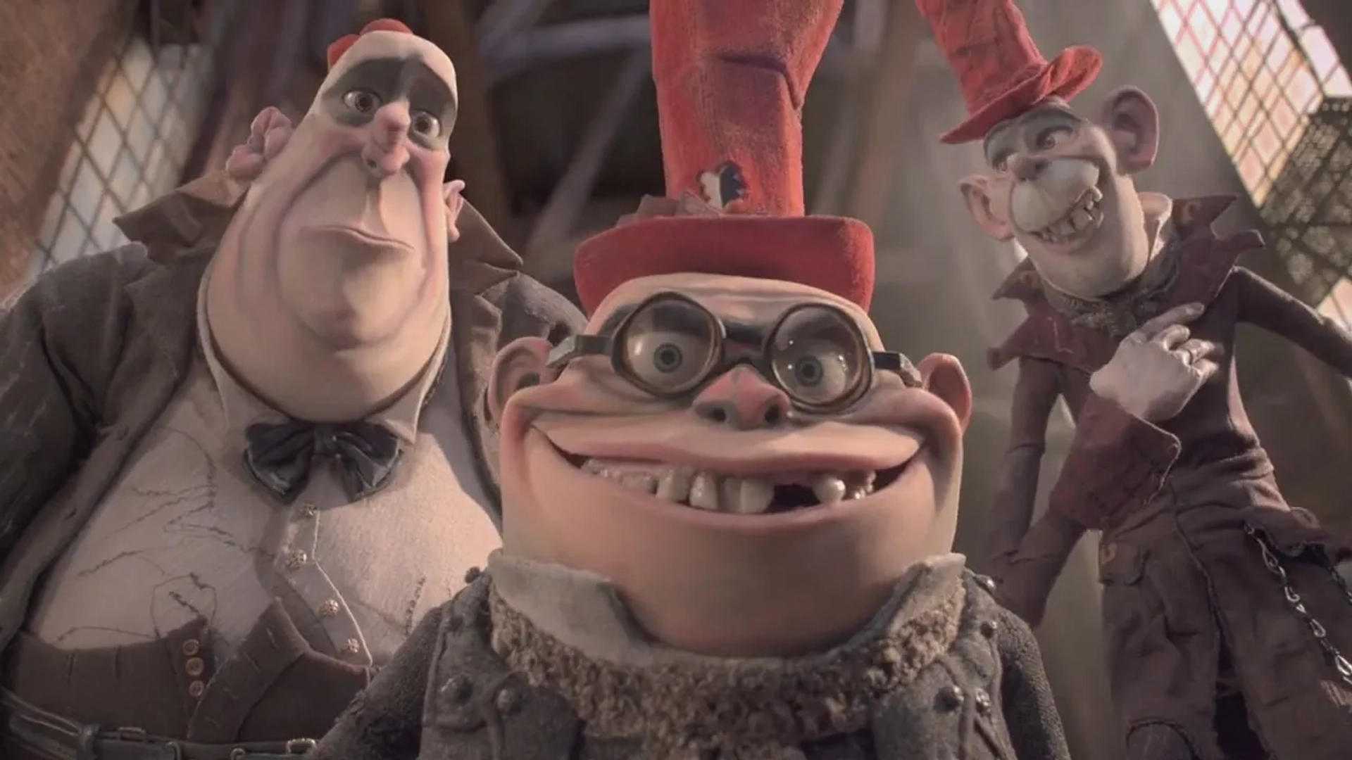 Nick Frost, Tracy Morgan, and Richard Ayoade in The Boxtrolls (2014)