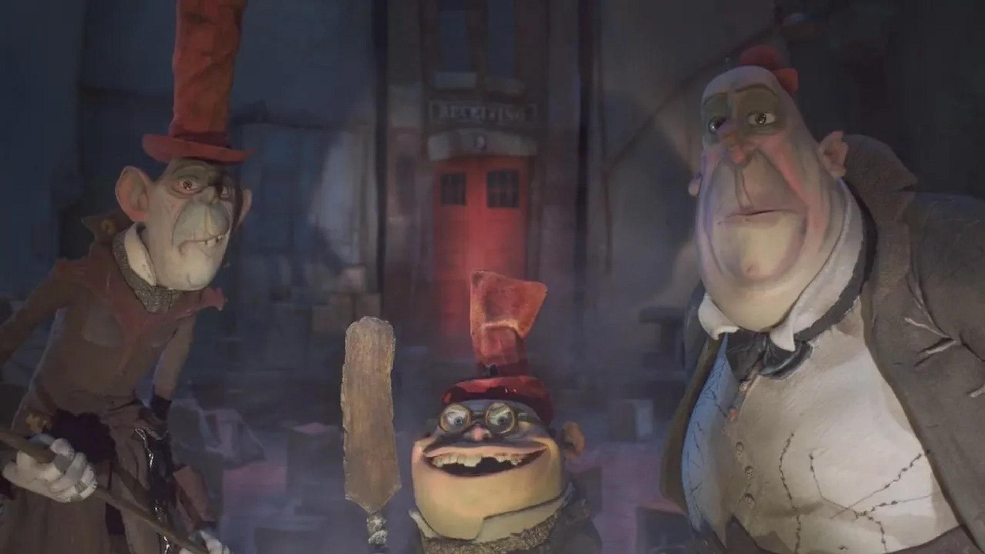 Nick Frost, Tracy Morgan, and Richard Ayoade in The Boxtrolls (2014)