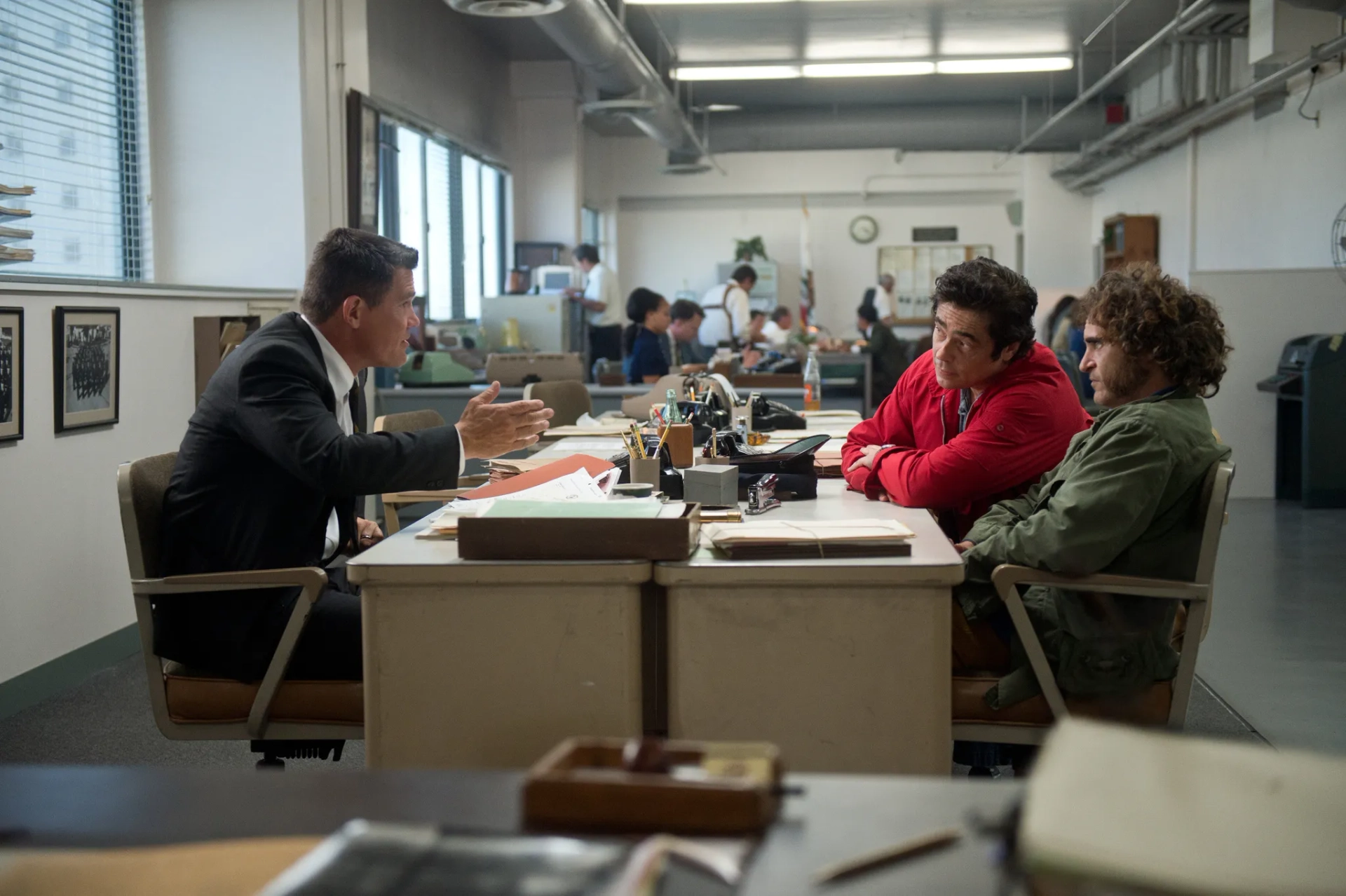 Josh Brolin, Benicio Del Toro, and Joaquin Phoenix in Inherent Vice (2014)