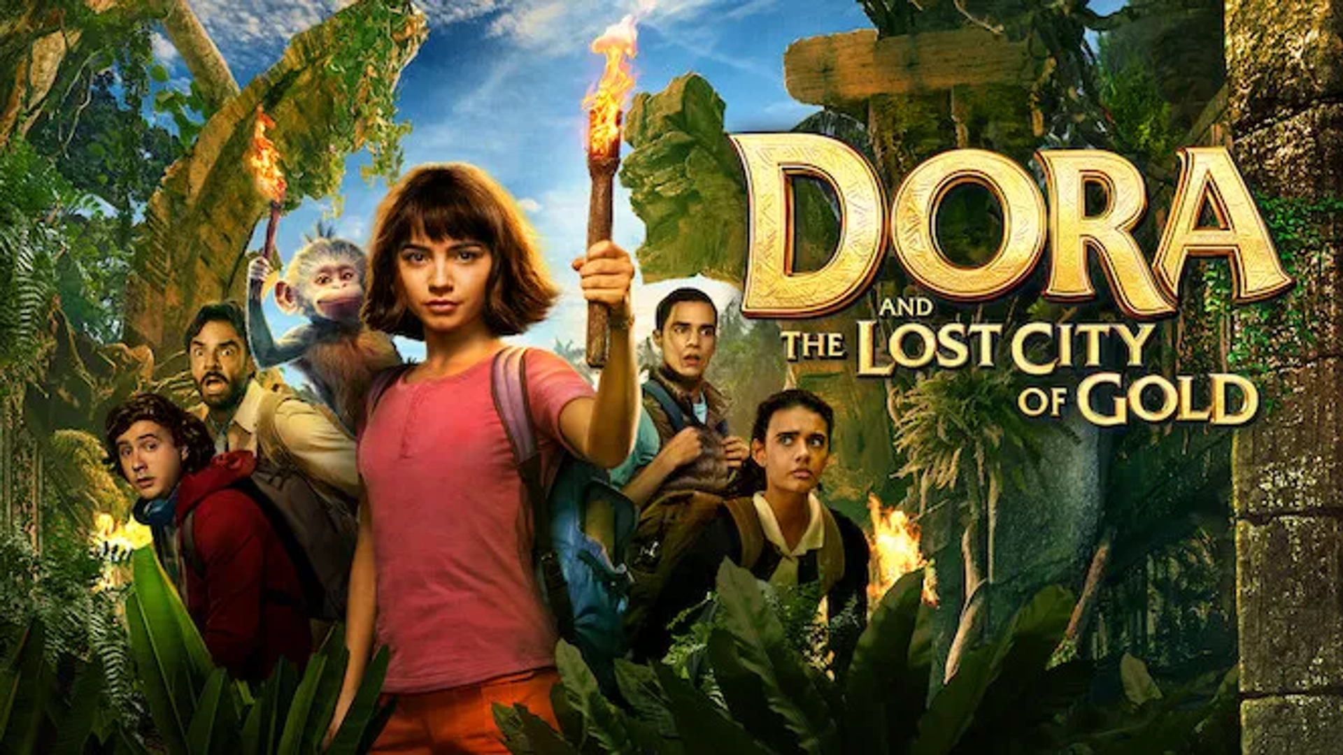 Eugenio Derbez, Nicholas Coombe, Isabela Merced, Madeleine Madden, and Jeff Wahlberg in Dora and the Lost City of Gold (2019)