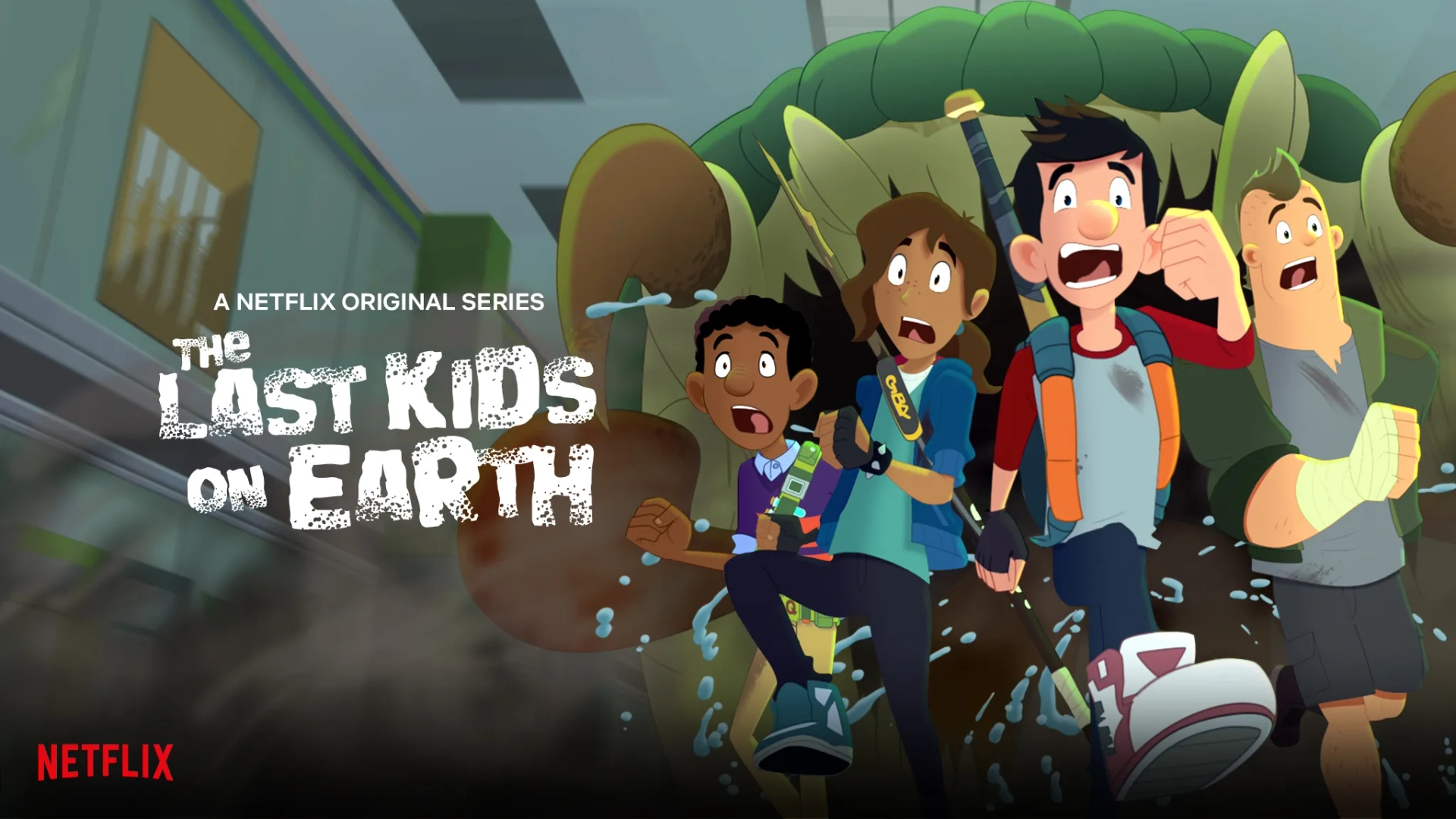 Garland Whitt, Montse Hernandez, Charles Demers, and Nick Wolfhard in The Last Kids on Earth (2019)