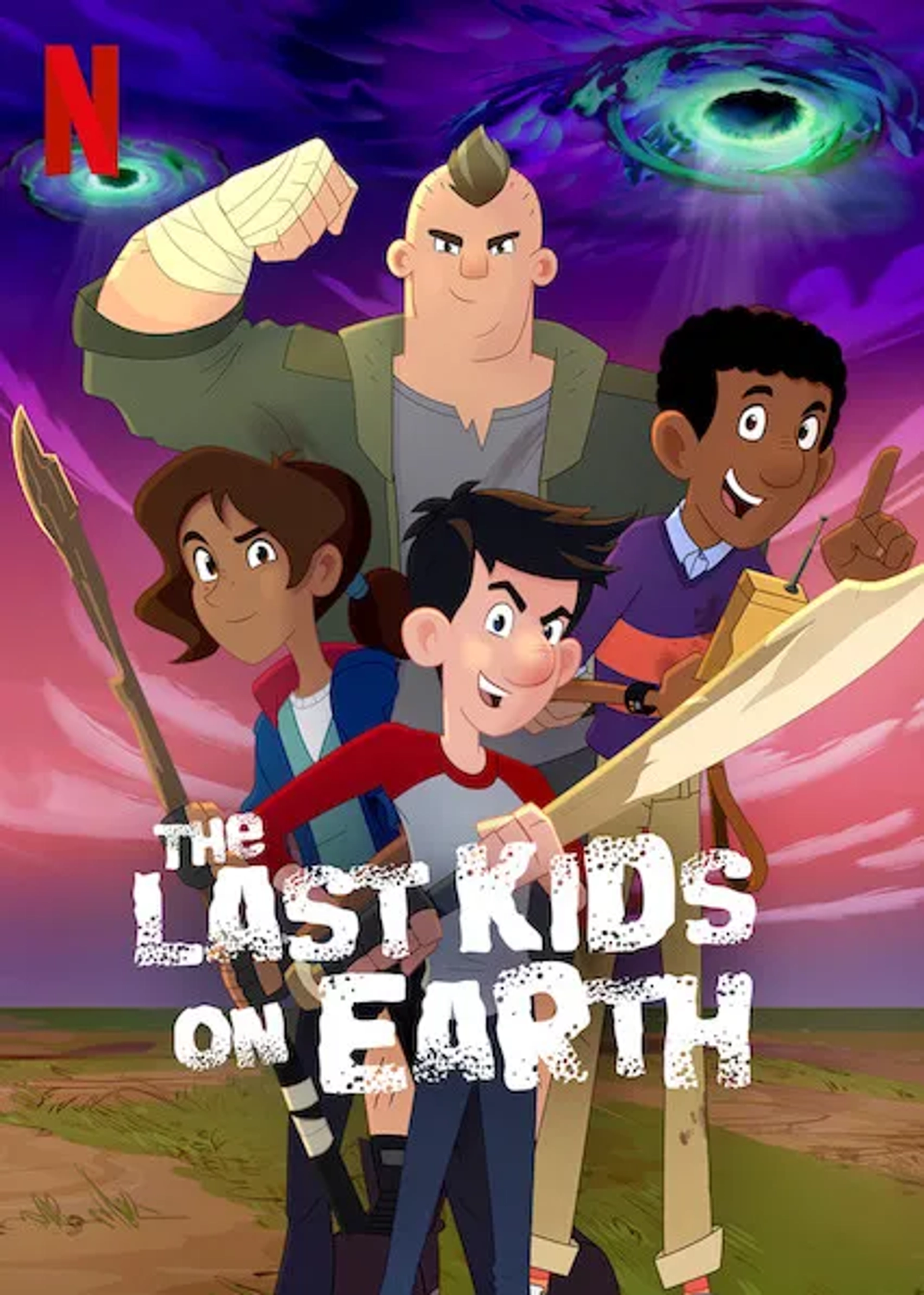 Garland Whitt, Montse Hernandez, Charles Demers, and Nick Wolfhard in The Last Kids on Earth (2019)