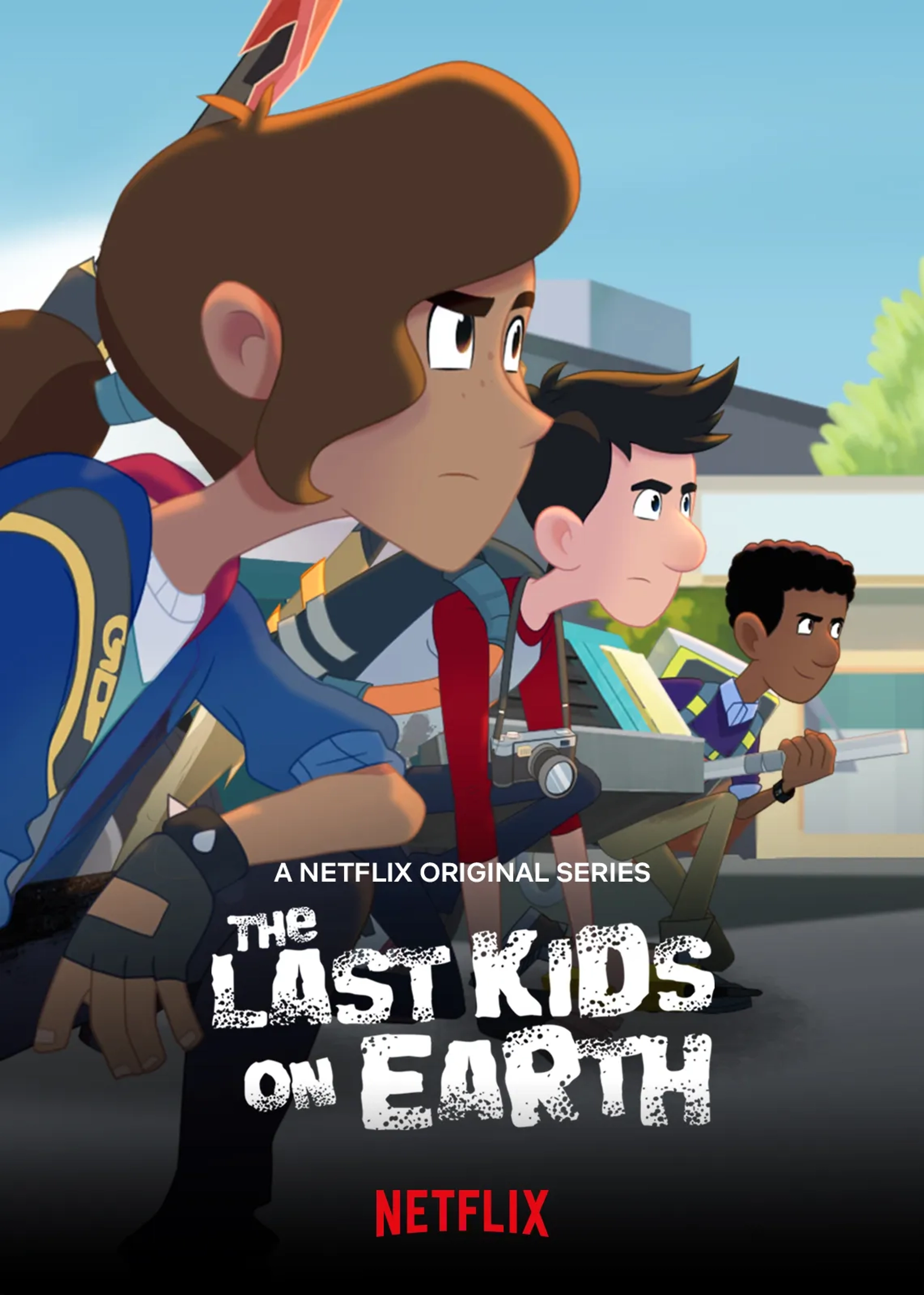 Garland Whitt, Montse Hernandez, and Nick Wolfhard in The Last Kids on Earth (2019)