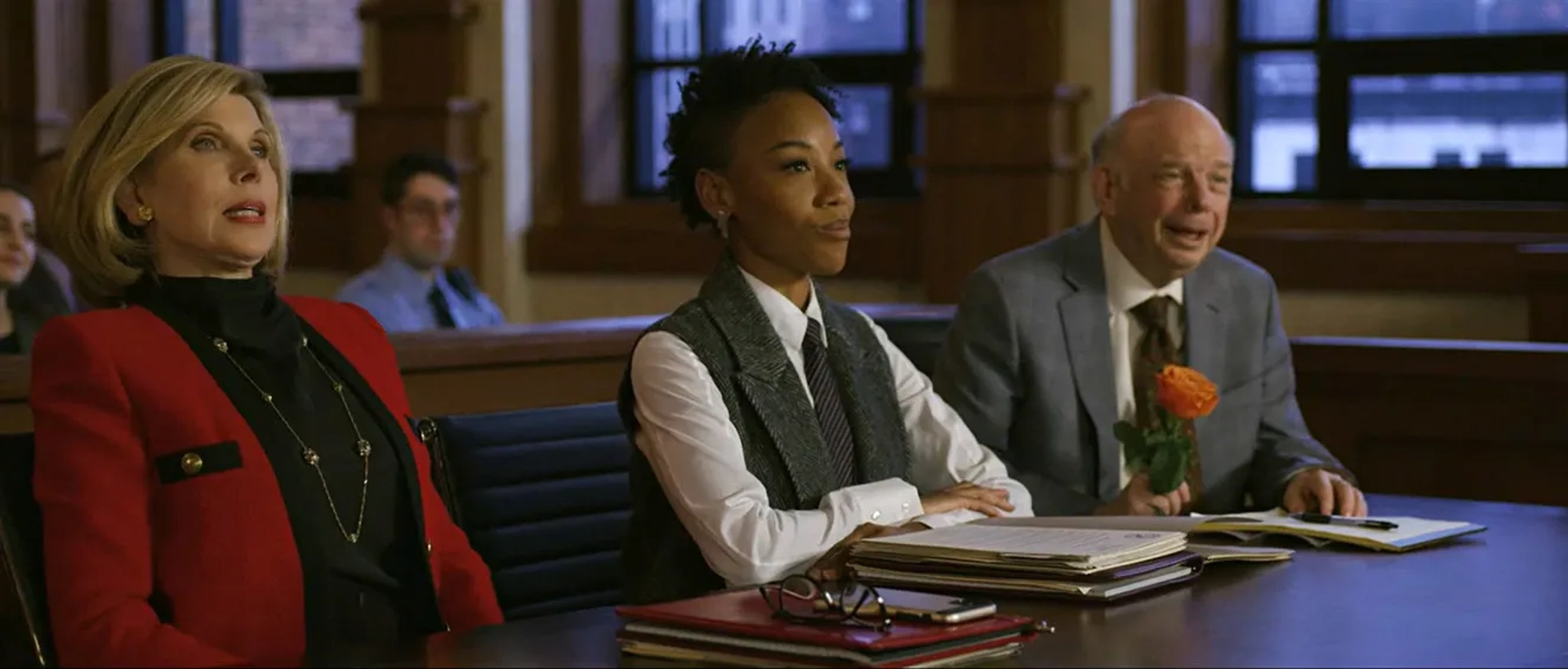 Wallace Shawn, Christine Baranski, and Charmaine Bingwa in The Good Fight: The End of Football (2022)