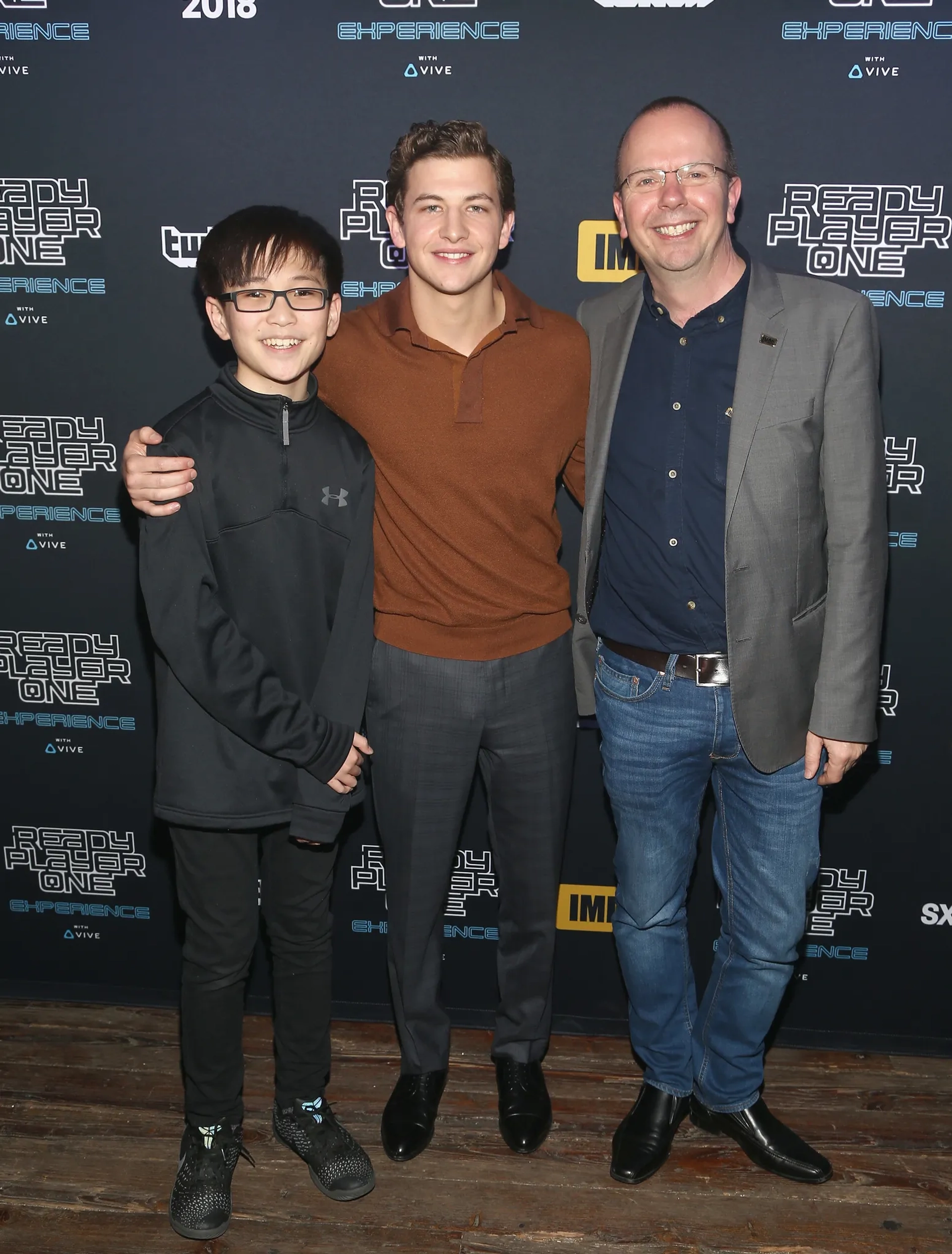 Col Needham, Tye Sheridan, and Philip Zhao at an event for Ready Player One (2018)