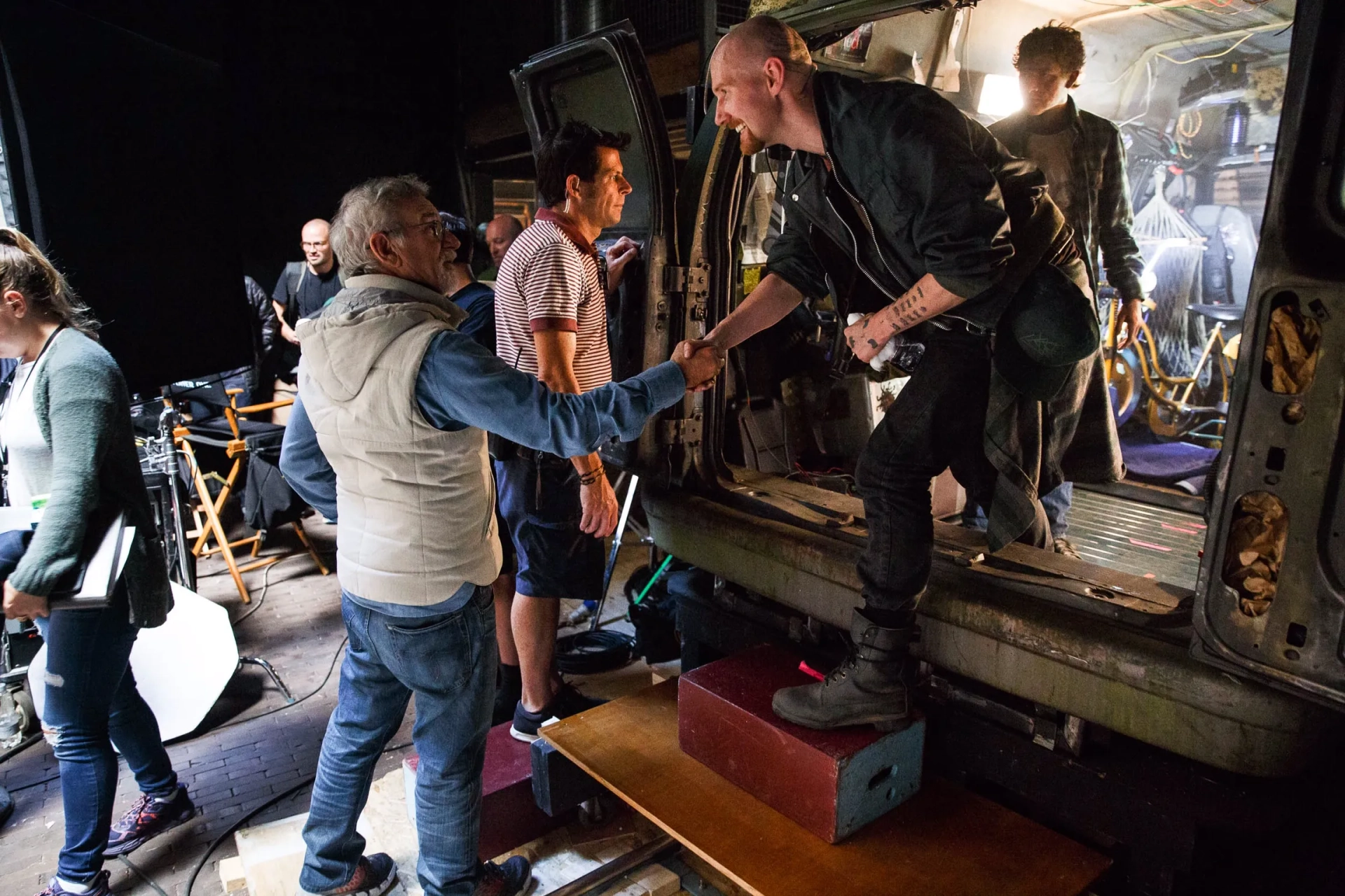 Steven Spielberg, Laurence Spellman and Tye Sheridan behind the scenes on Ready Player One (2018)