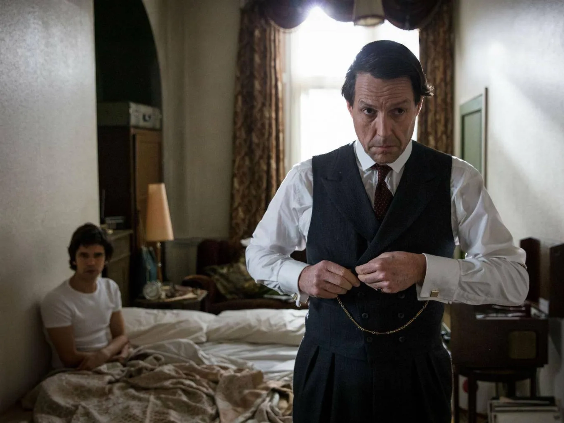 Hugh Grant and Ben Whishaw in A Very English Scandal (2018)