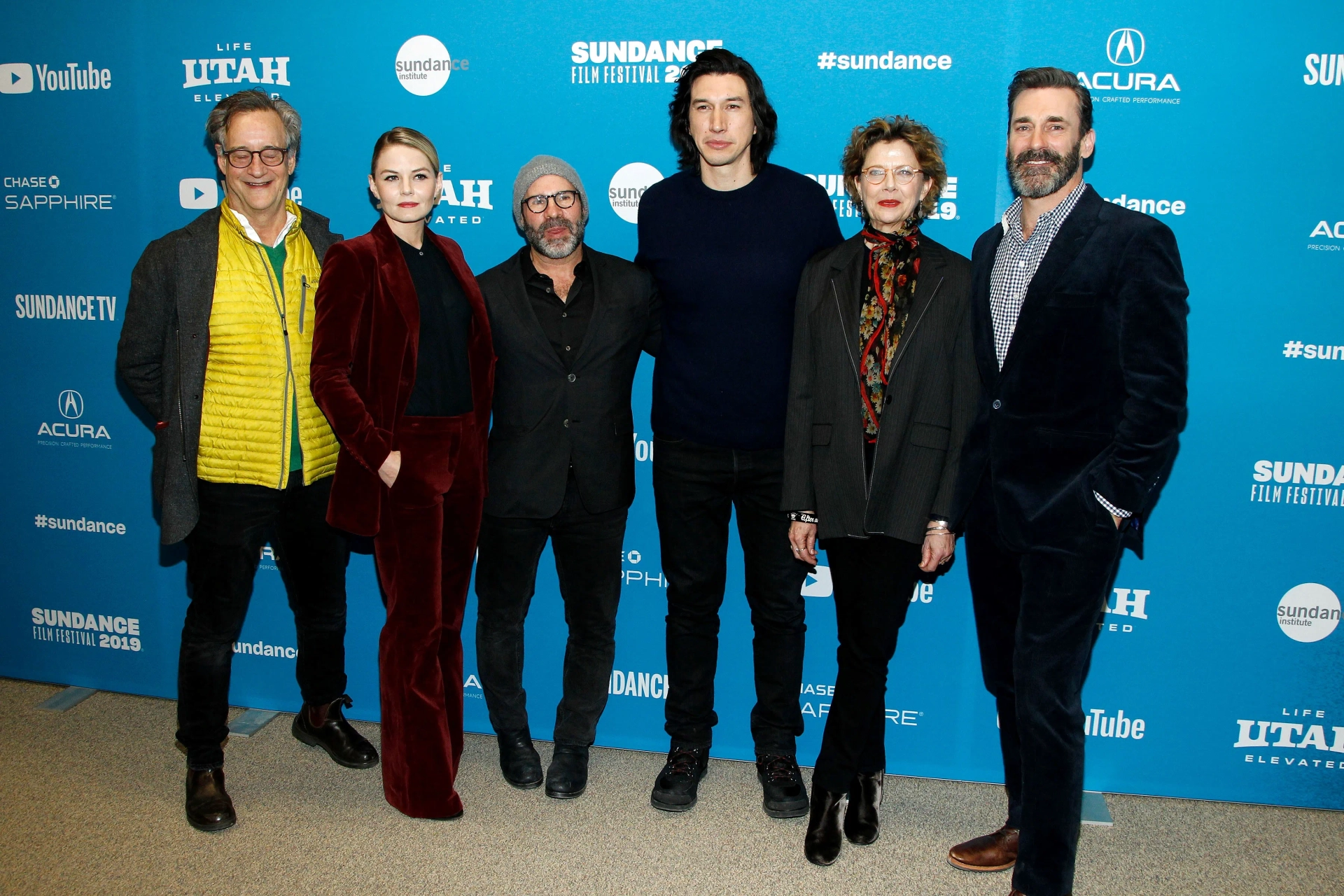 Annette Bening, Jon Hamm, Jennifer Morrison, John Rothman, Scott Z. Burns, and Adam Driver at an event for The Report (2019)