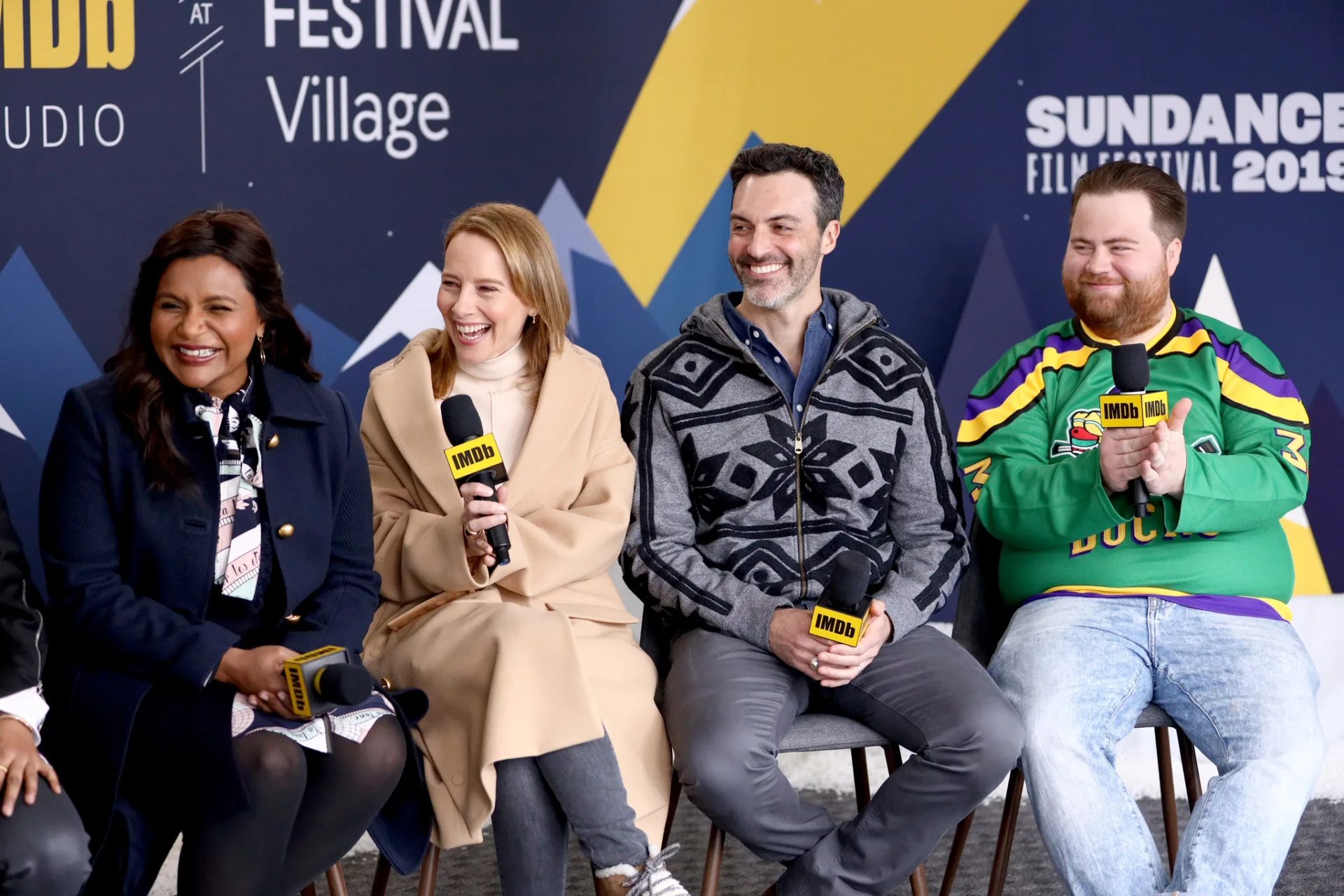 Amy Ryan, Reid Scott, Mindy Kaling, and Paul Walter Hauser at an event for The IMDb Studio at Sundance (2015)