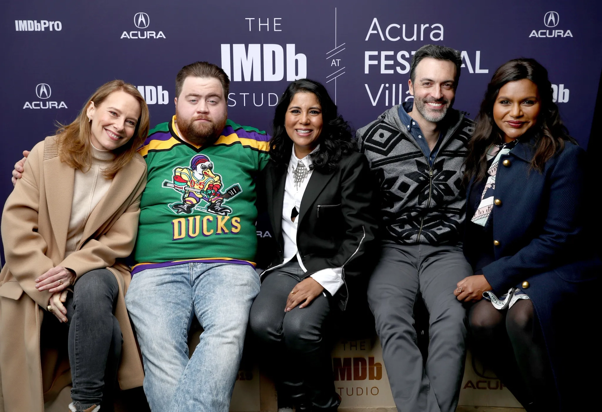 Nisha Ganatra, Amy Ryan, Reid Scott, Mindy Kaling, and Paul Walter Hauser at an event for The IMDb Studio at Sundance (2015)