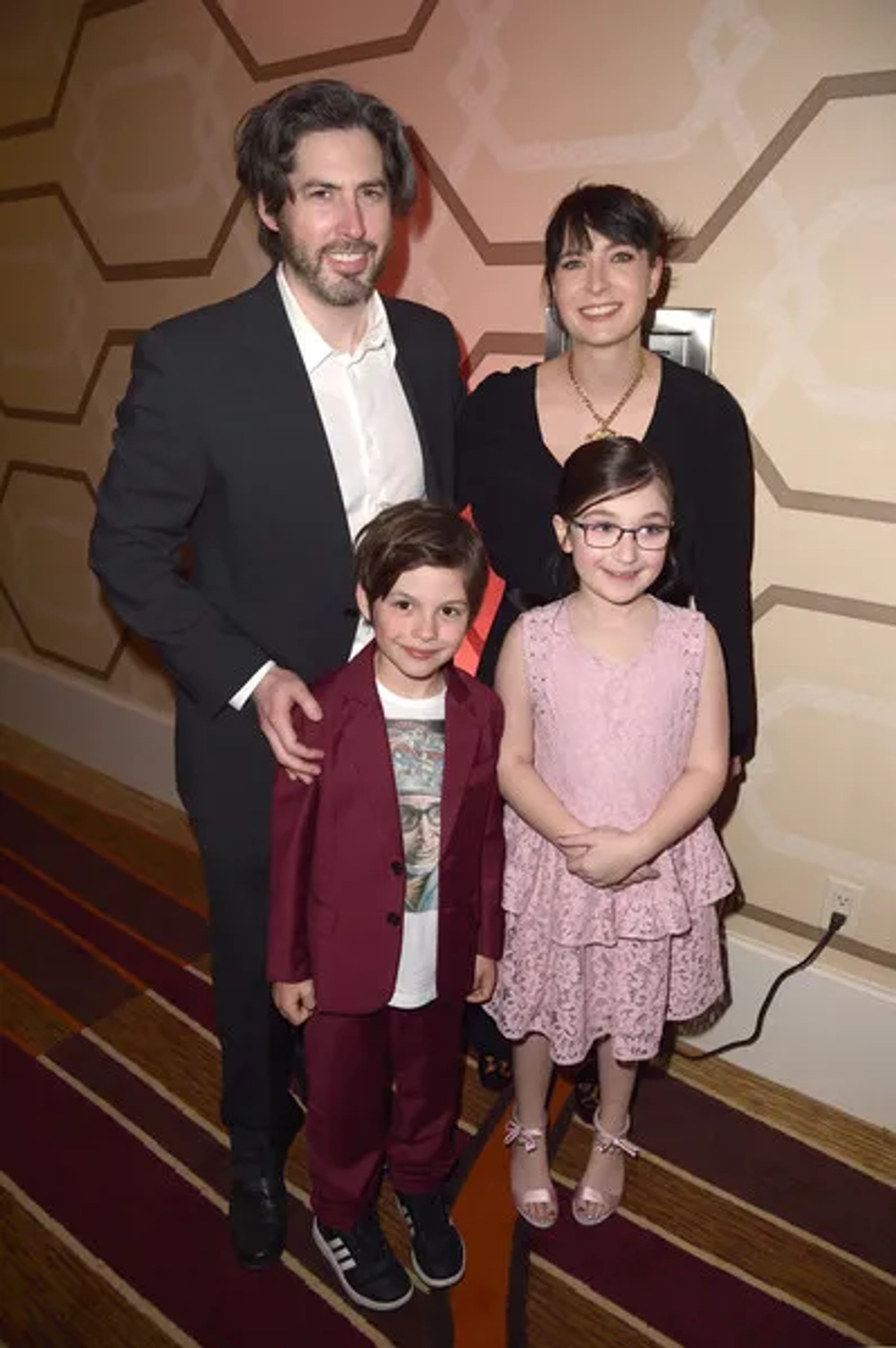 (L-R) Jason Reitman, Asher Miles Fallica, Diablo Cody, and Lia Frankland attend the premiere of Focus Features' "Tully" at Regal LA Live Stadium 14 on April 18, 2018 in Los Angeles, California.