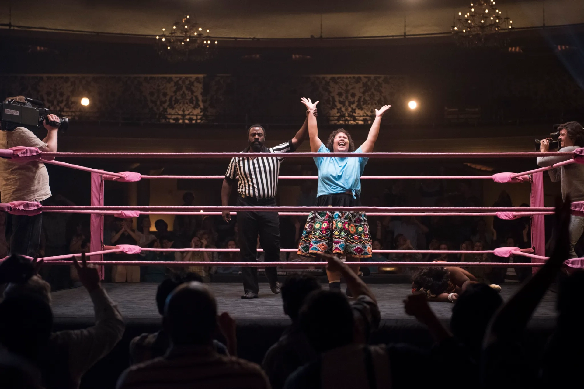 Bashir Salahuddin and Britney Young in GLOW (2017)