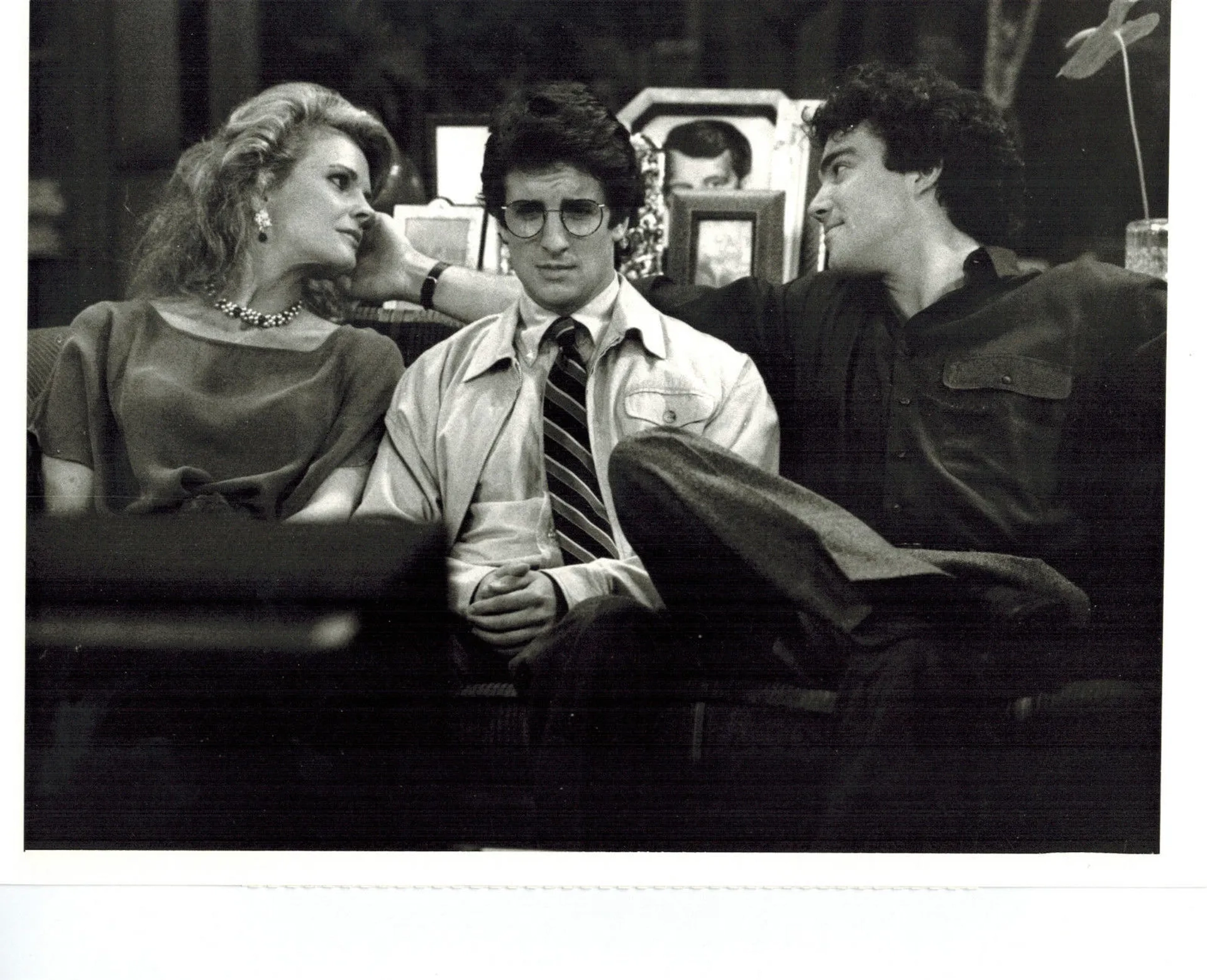 Candice Bergen, Grant Shaud, and Jon Tenney in Murphy Brown (1988)