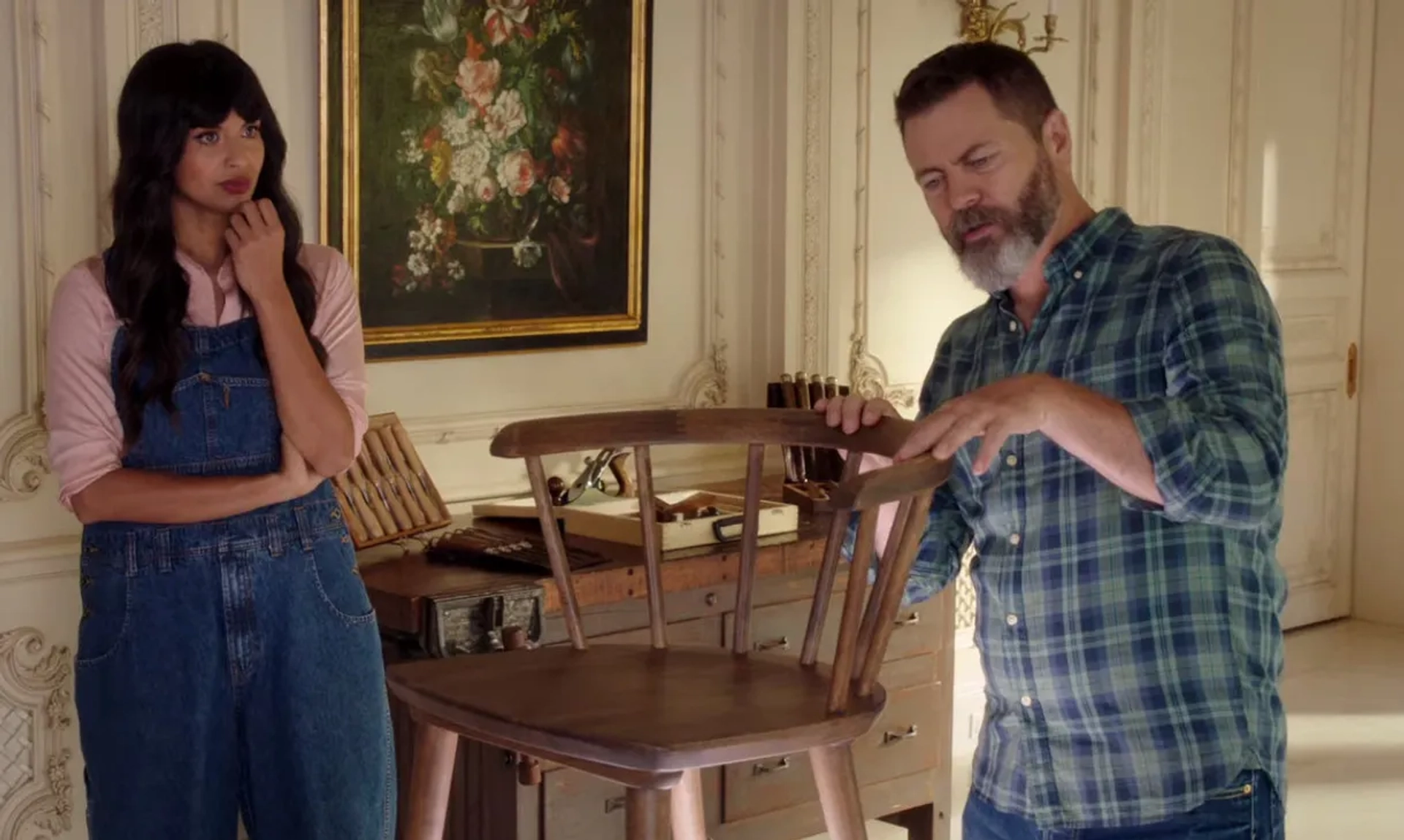 Nick Offerman and Jameela Jamil in The Good Place: Whenever You're Ready (2020)